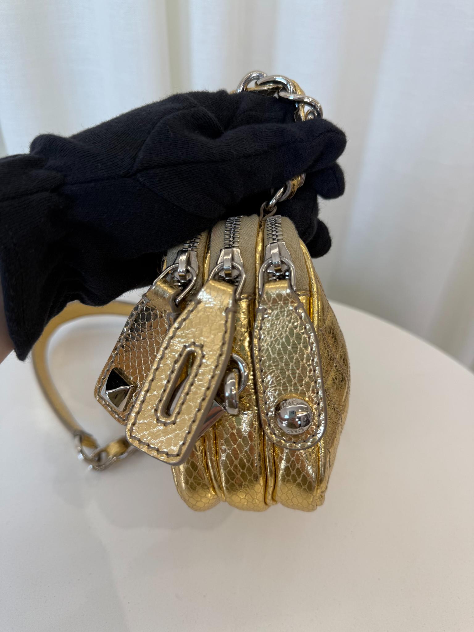 Dolce Gabbana Lily Glam Metallic Gold Camera Bag