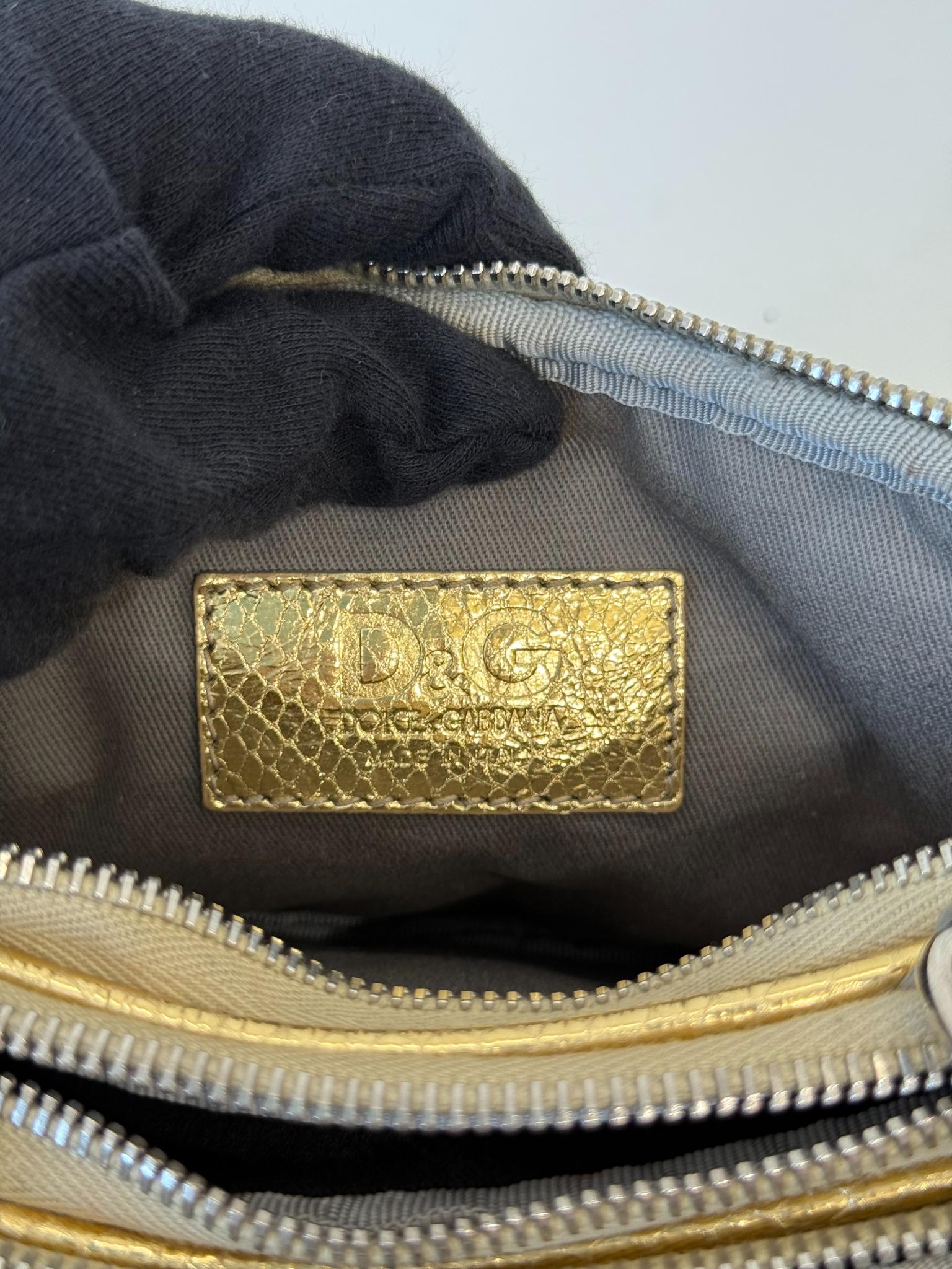Dolce Gabbana Lily Glam Metallic Gold Camera Bag