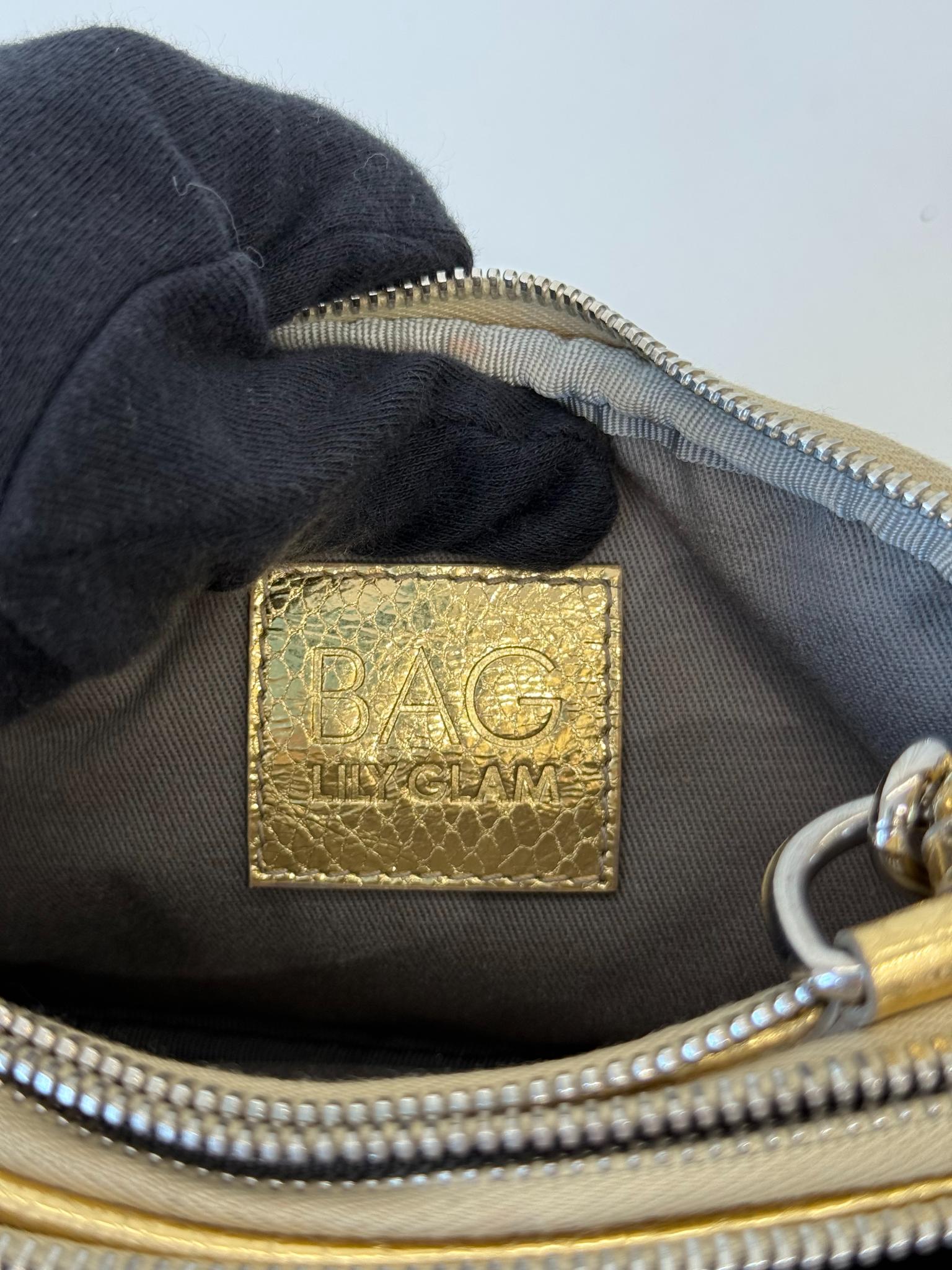 Dolce Gabbana Lily Glam Metallic Gold Camera Bag