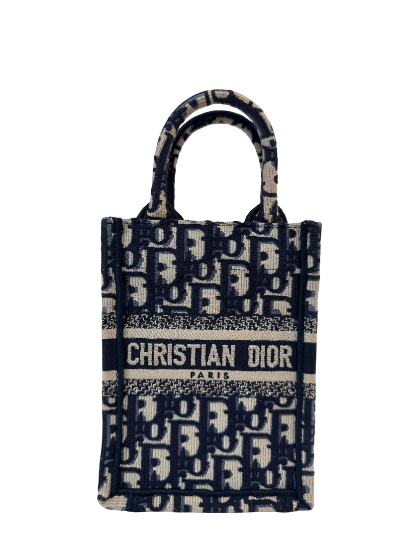 Christian Dior Blue Oblique Canvas Mini Book Tote