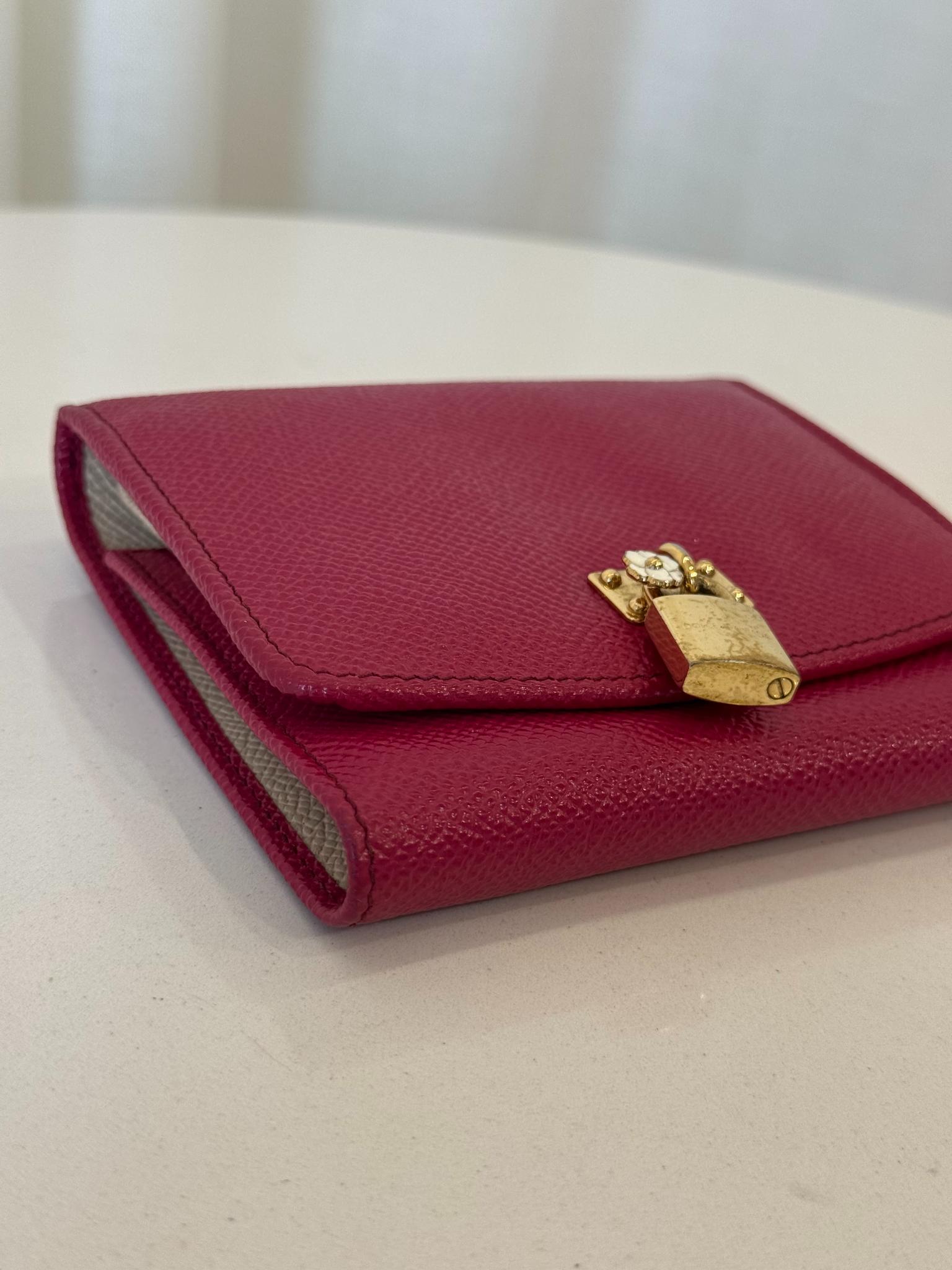 Dolce Gabbana Fuchsia Dauphine Leather Wallet