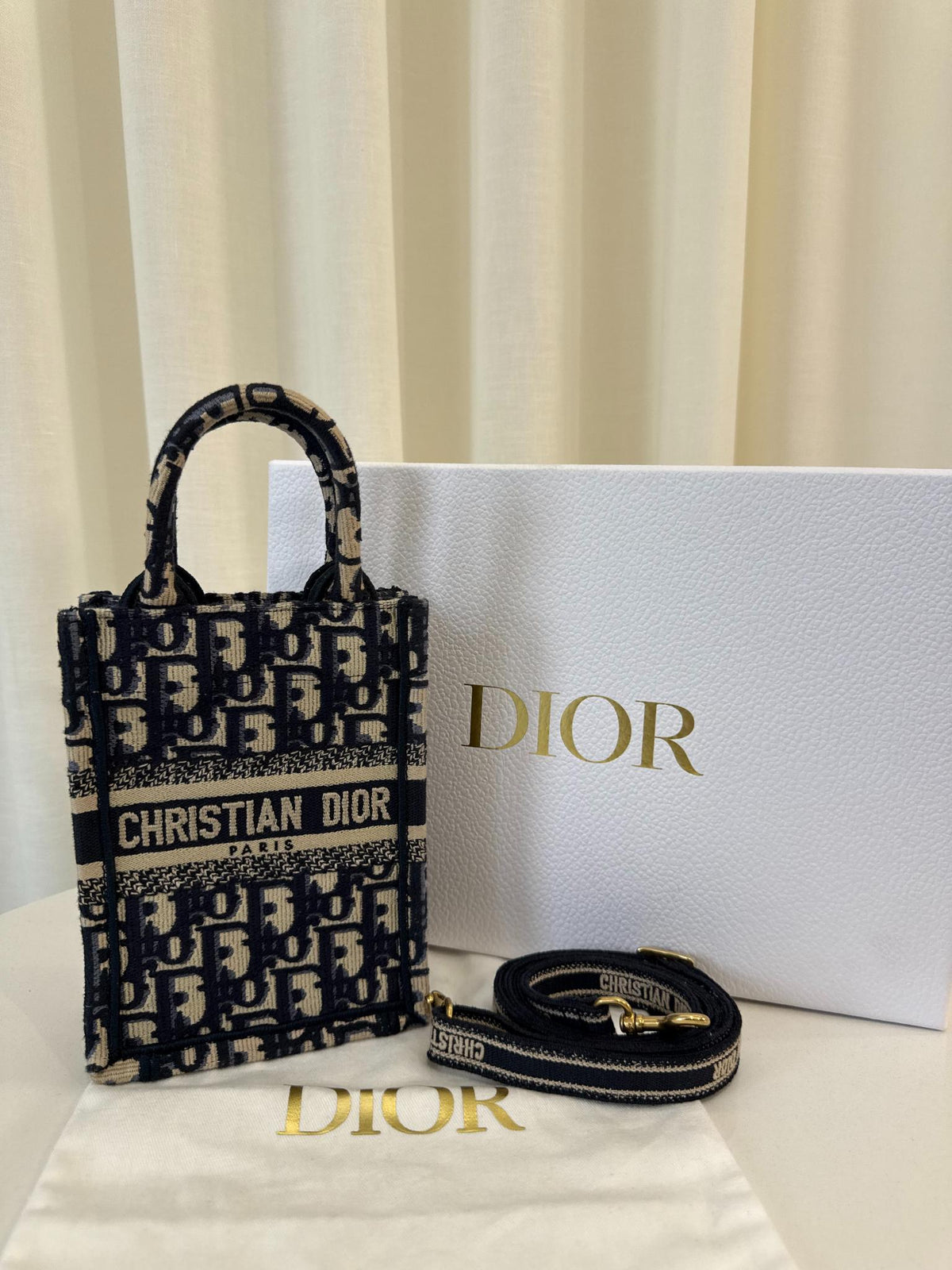 Christian Dior Blue Oblique Canvas Mini Book Tote