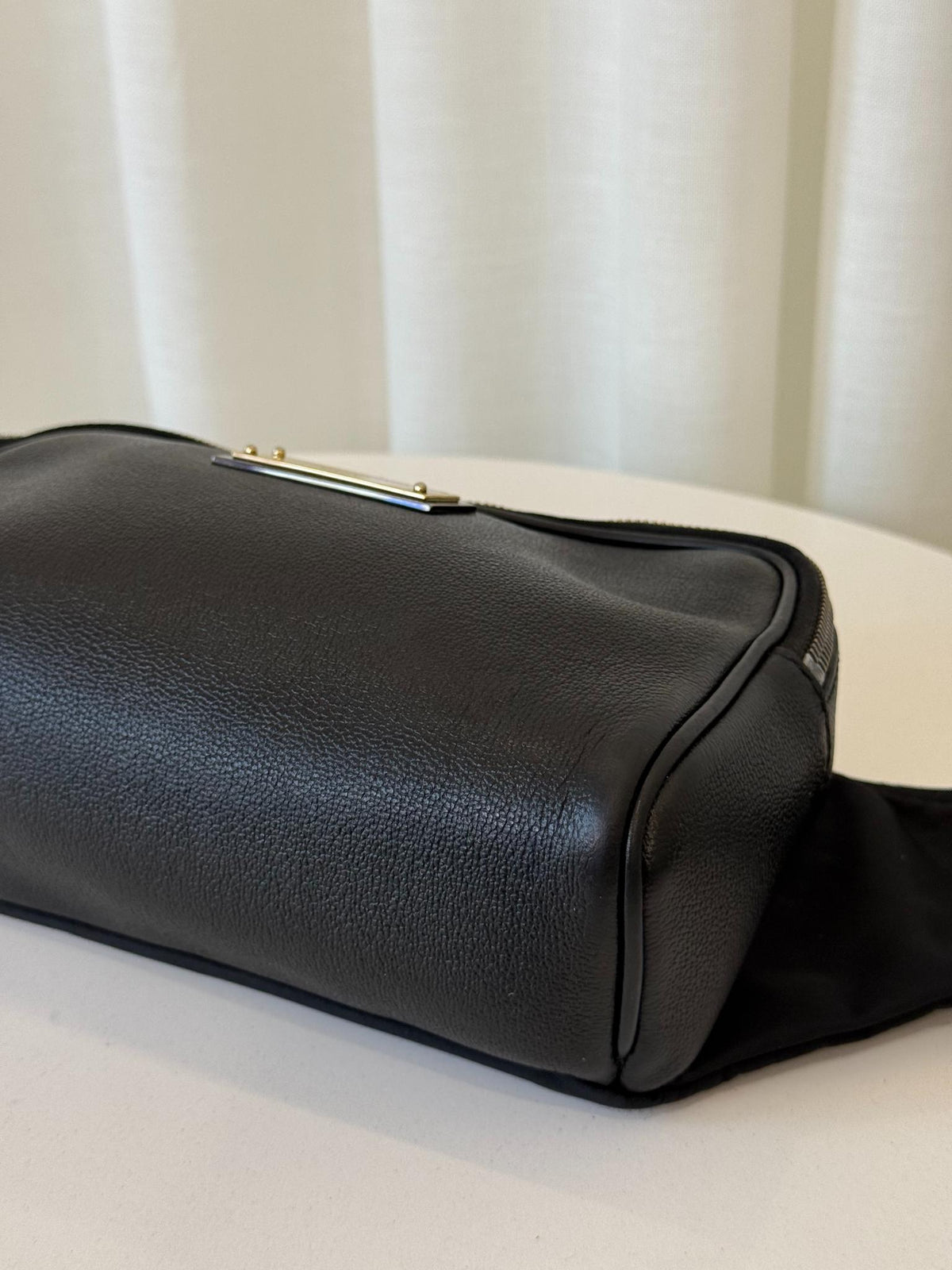 Dolce Gabbana Men Black Grainy Calfskin Belt Bag