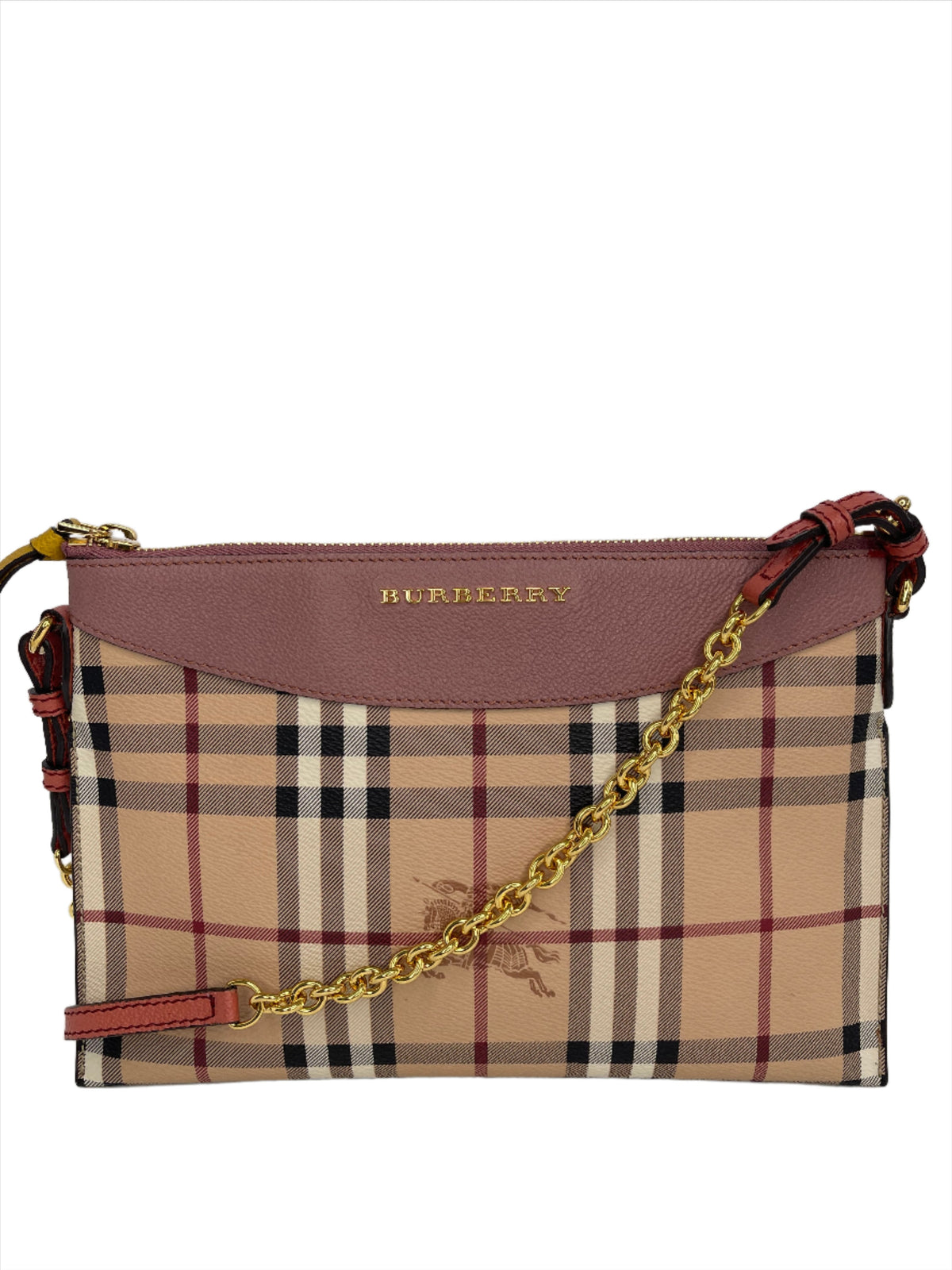 Burberry Haymarket Check Two Tone Leather Crossbody Bag
