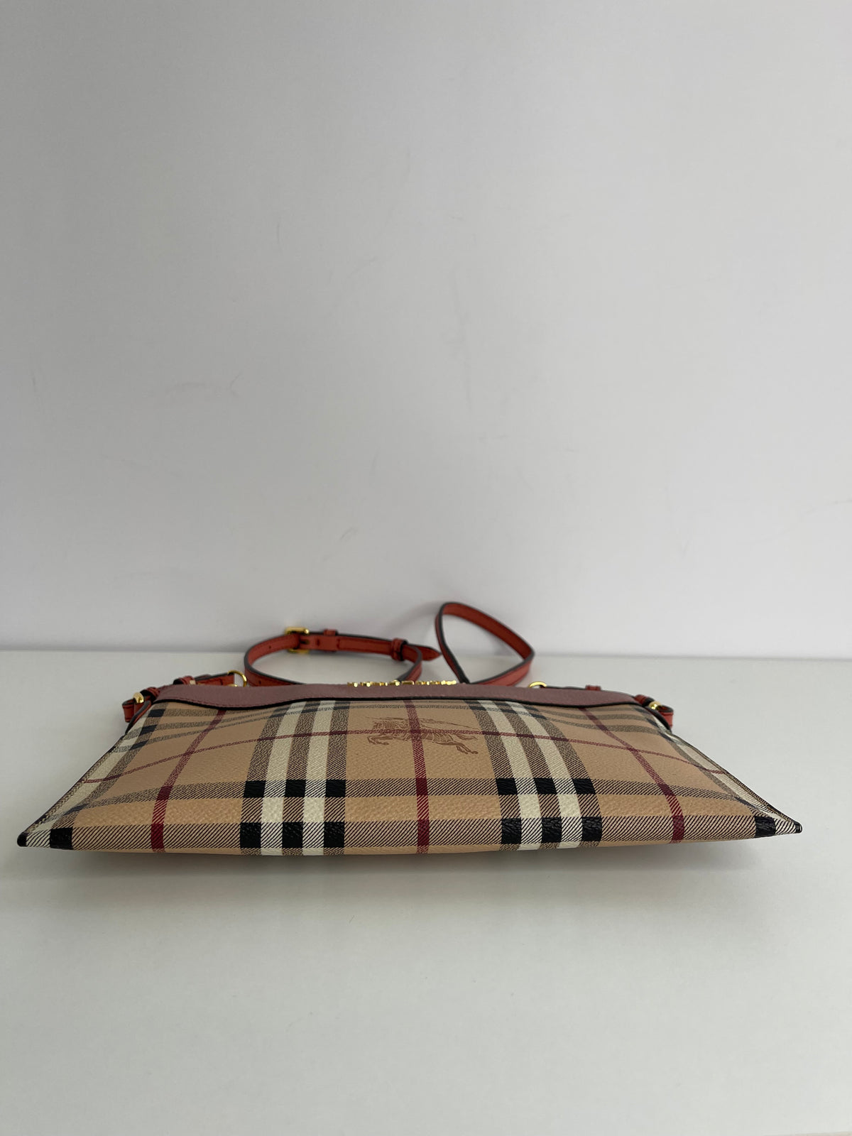 Burberry Haymarket Check Two Tone Leather Crossbody Bag