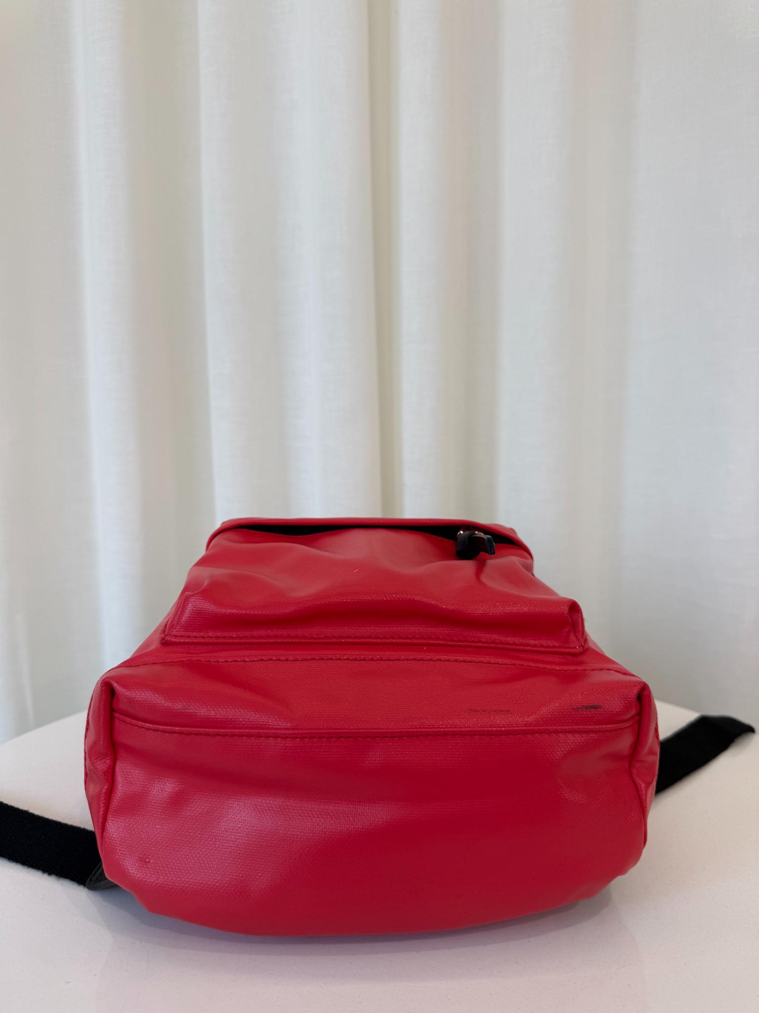 Dolce Gabbana Red Coated Canvas Vulcano Tape Bambino Backpack