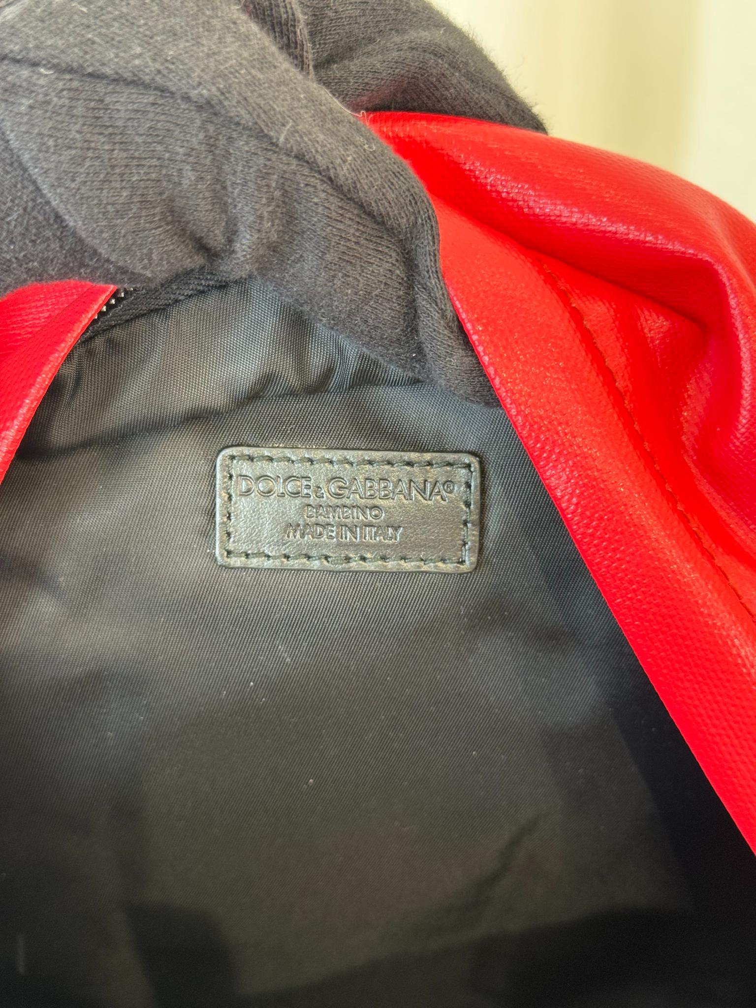 Dolce Gabbana Red Coated Canvas Vulcano Tape Bambino Backpack