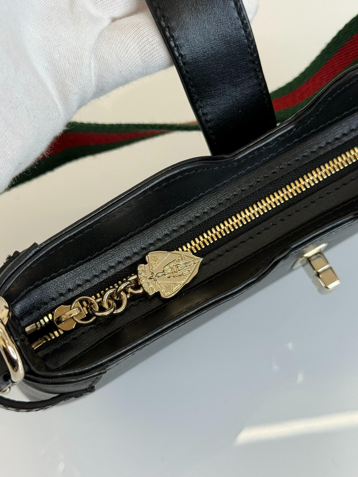 Gucci Moon Side Mini Leather Shoulder Bag Black