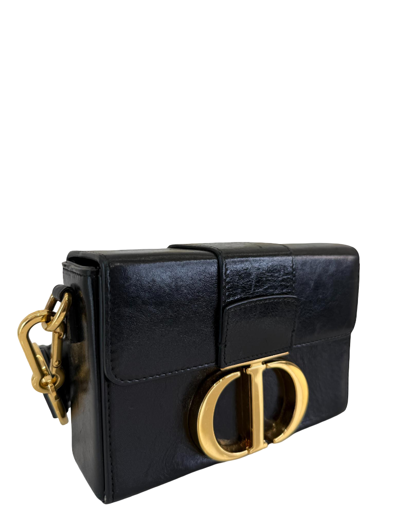 Christian Dior Black Box Calfskin Leather Montaigne 30 Flap Bag