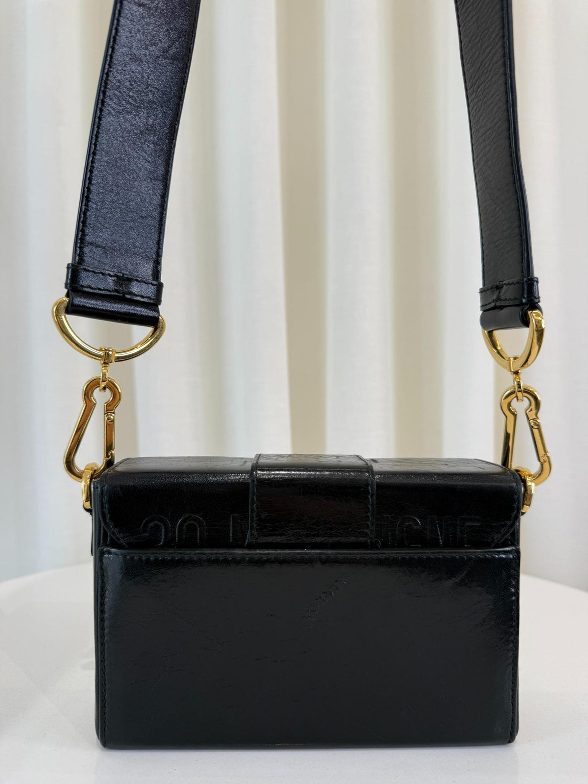 Christian Dior Black Box Calfskin Leather Montaigne 30 Flap Bag