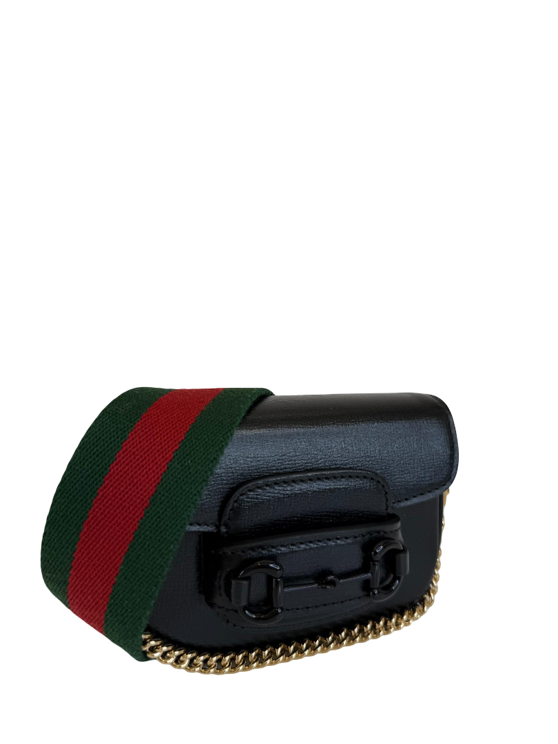Gucci Nano Horsebit 1955 Web Crossbody Bag Black