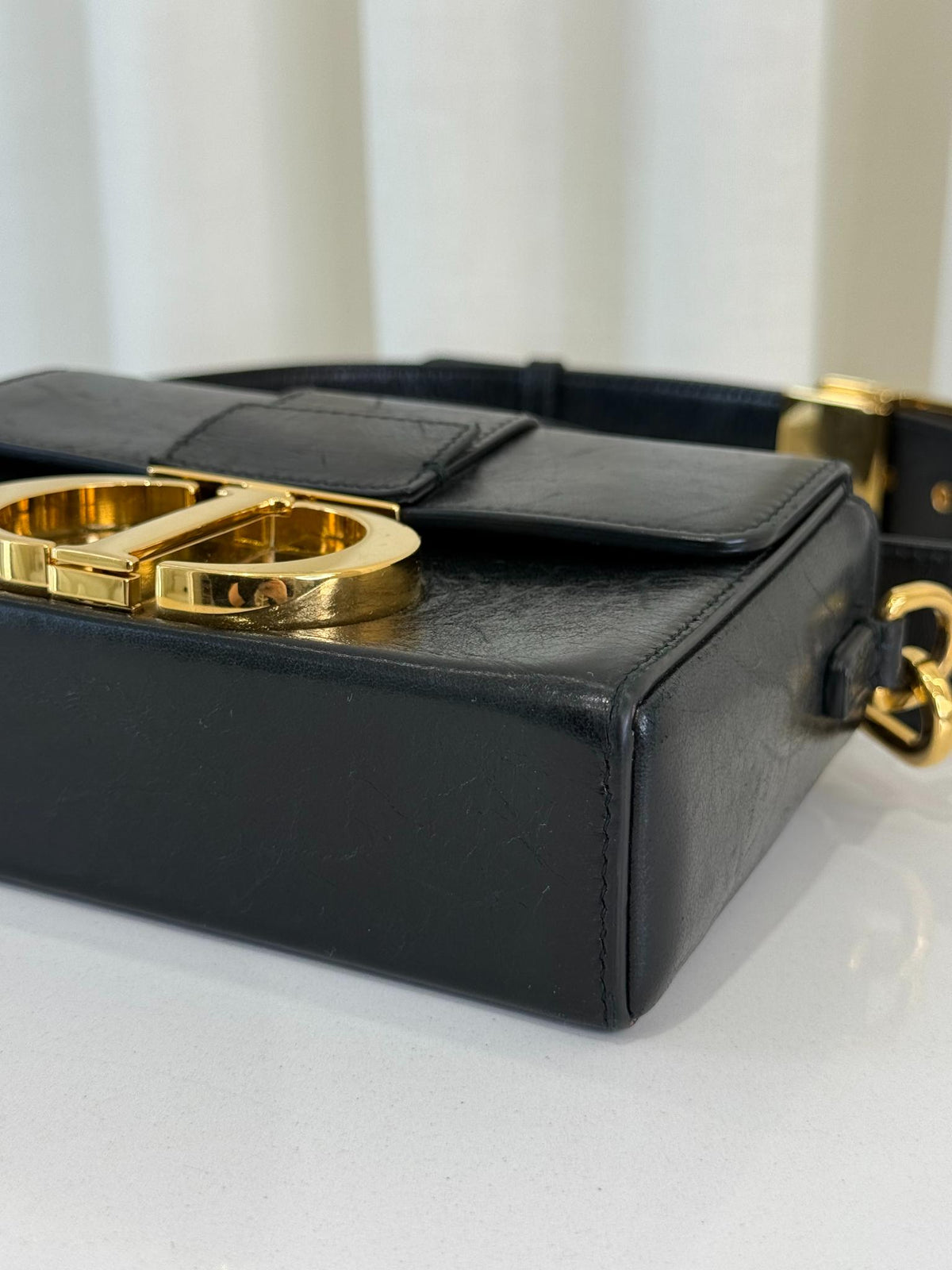 Christian Dior Black Box Calfskin Leather Montaigne 30 Flap Bag