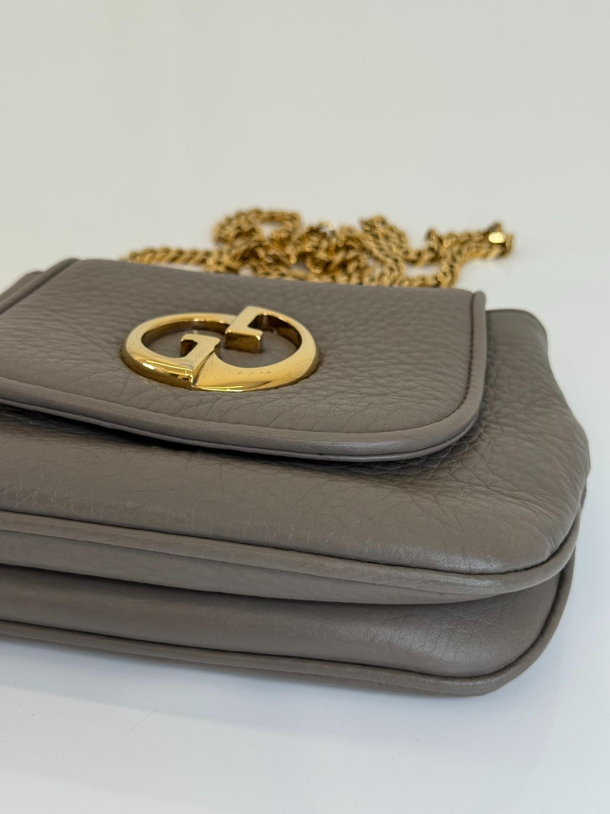 Gucci 1973 Taupe Cellarus Mini Chain Crossbody Bag