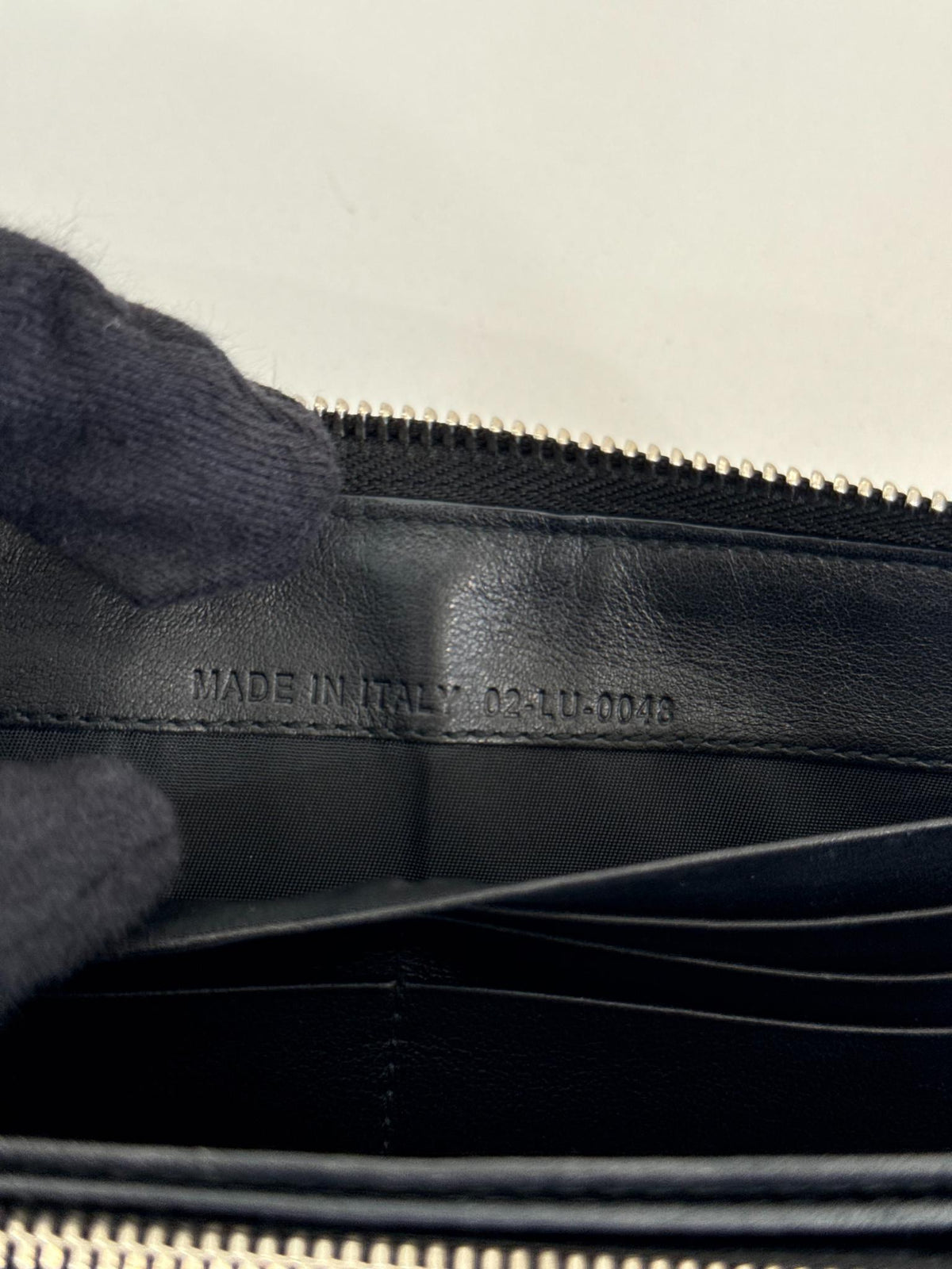 Christian Dior Black Cannage Quilted Patent Leather Zippy Wallet