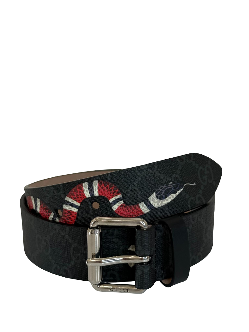 Gucci Black/Red Kingsnake Print Belt
