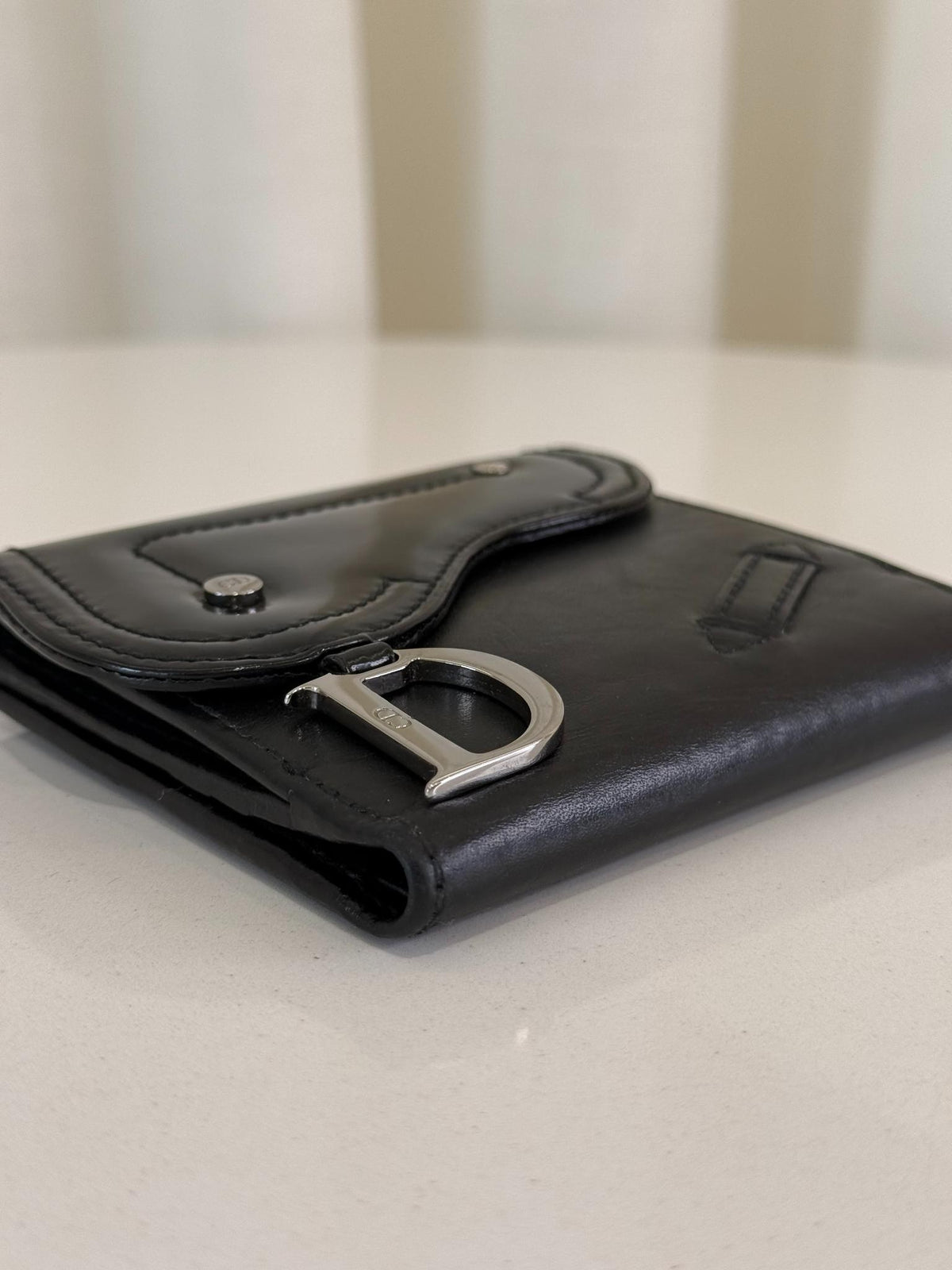 Christian Dior Black Saddle Compact Wallet