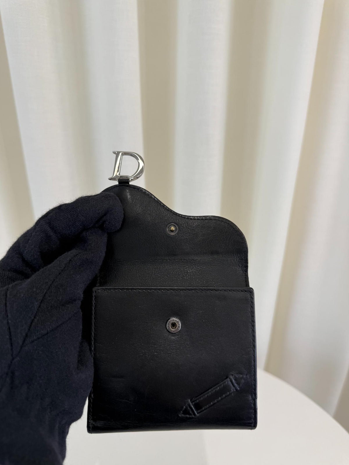 Christian Dior Black Saddle Compact Wallet