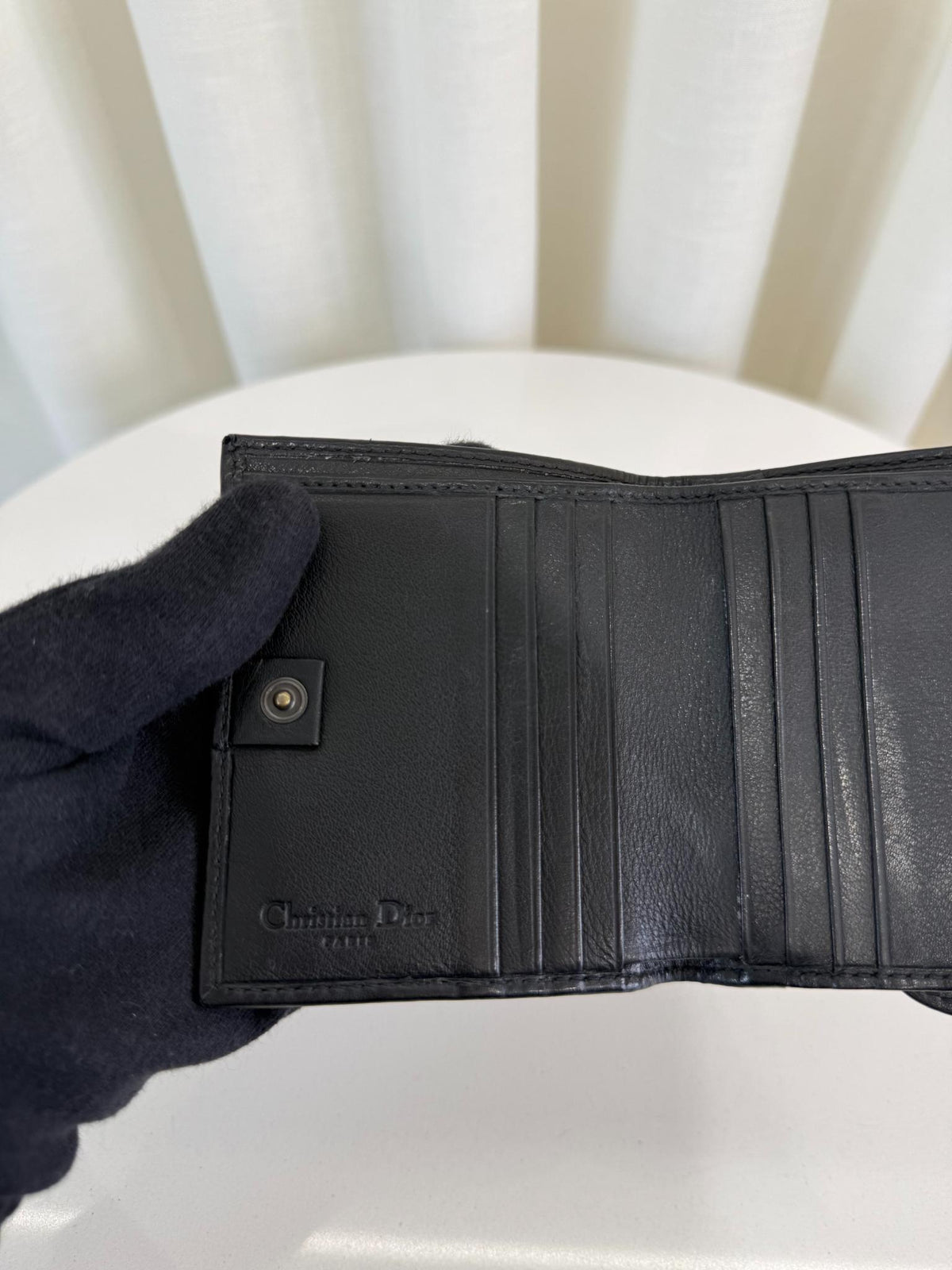 Christian Dior Black Saddle Compact Wallet