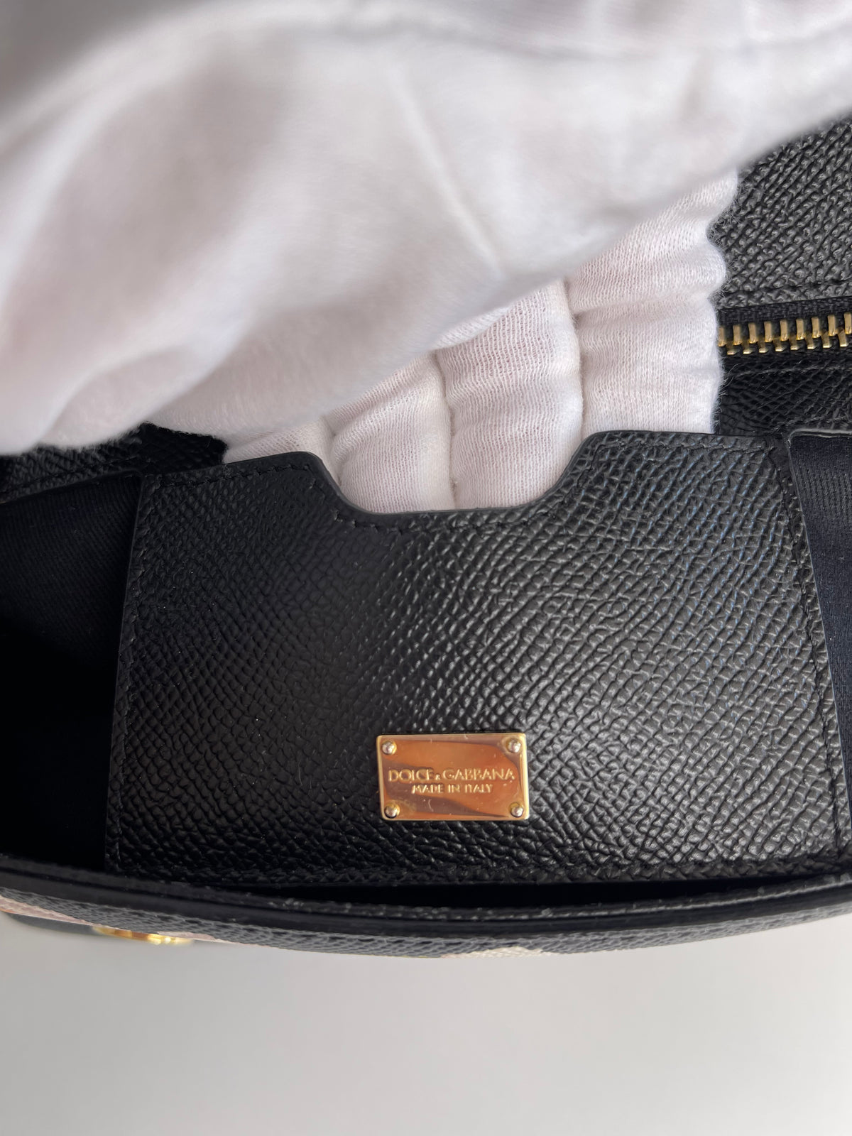 Dolce & Gabbana Medium Miss Sicily Black Tulip Print Leather Bag