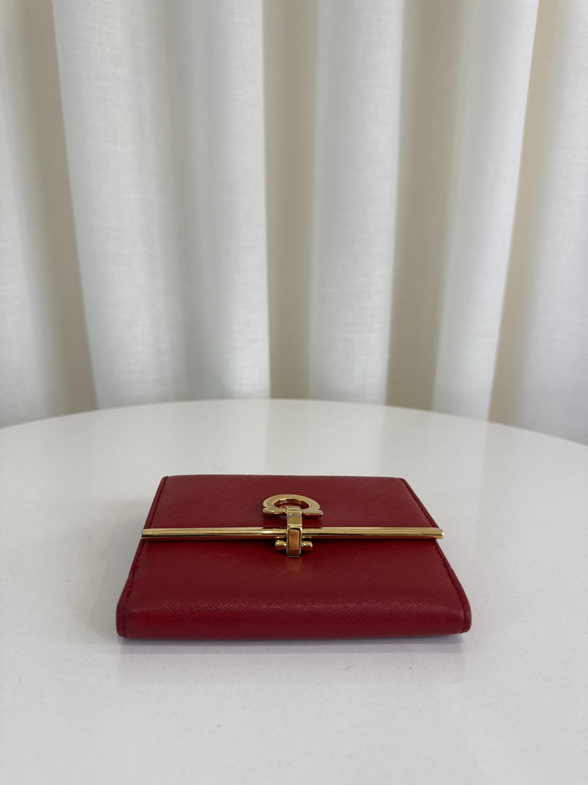 Salvatore Ferragamo Red Saffiano Leather Gancini Wallet