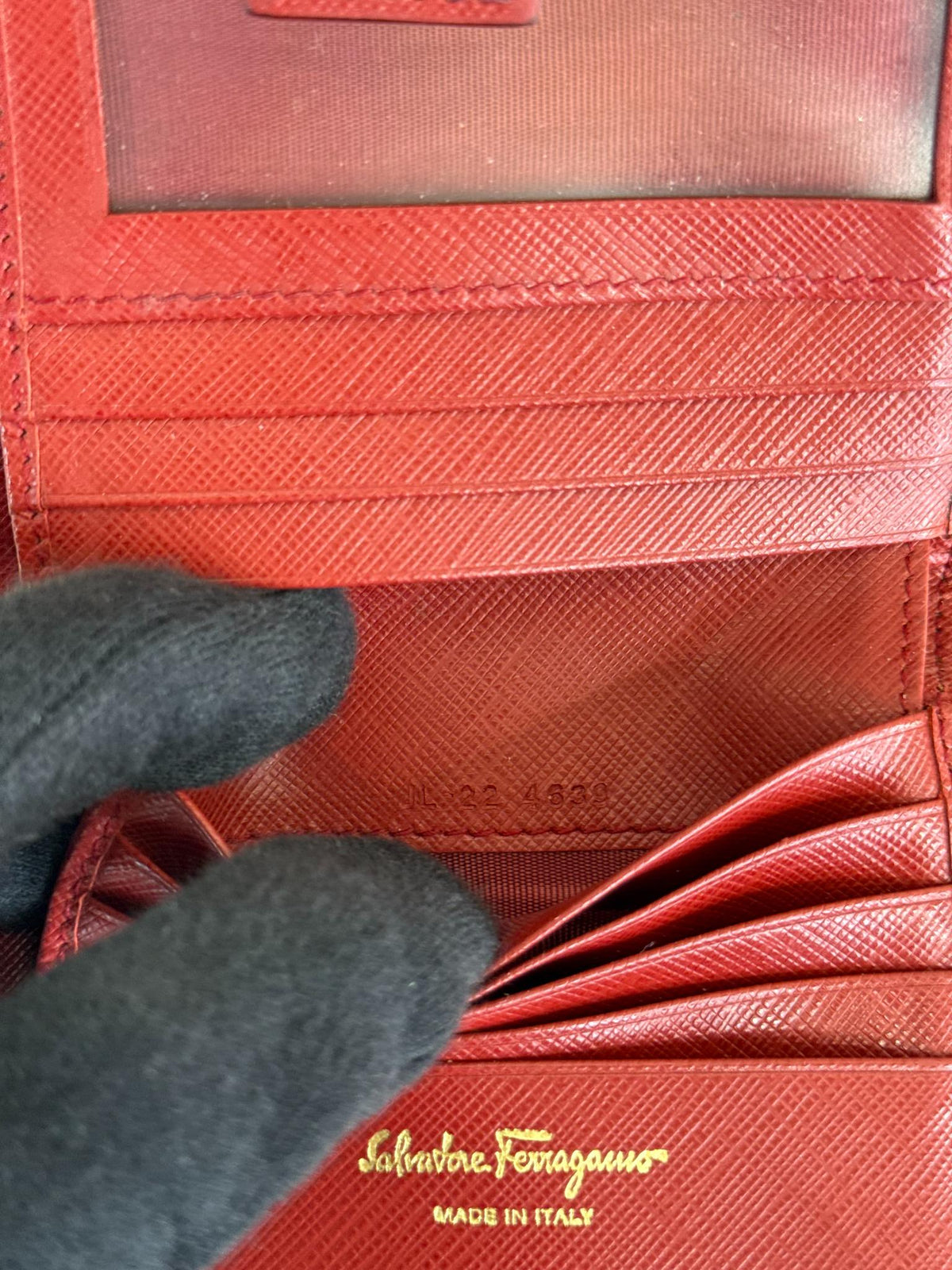 Salvatore Ferragamo Red Saffiano Leather Gancini Wallet