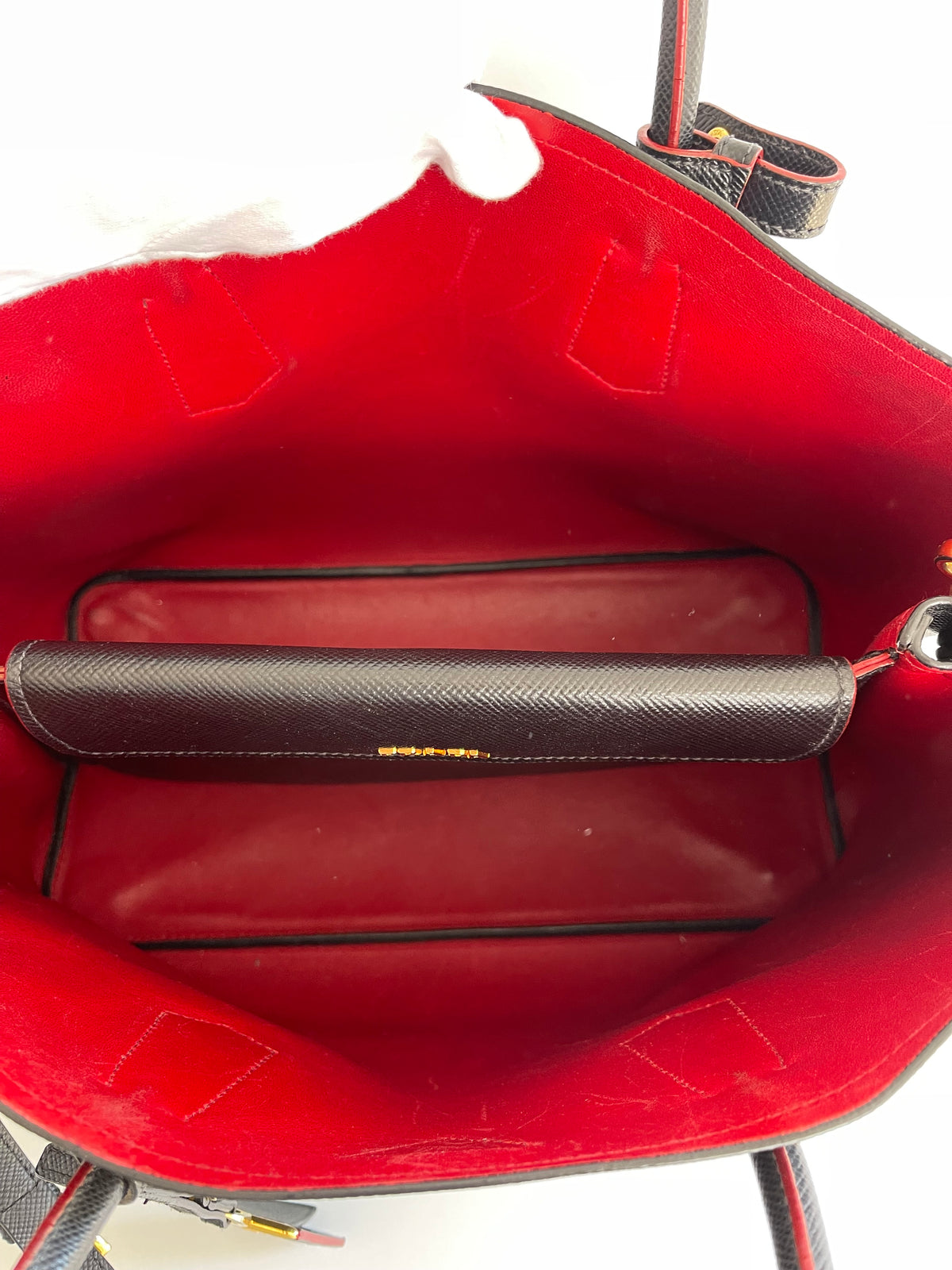 Prada Black Saffiano Leather Cuir Medium Double Bag