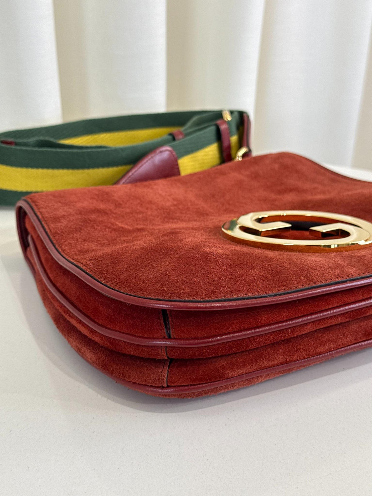 Gucci Red Suede Blondie Flap Crossbody Bag