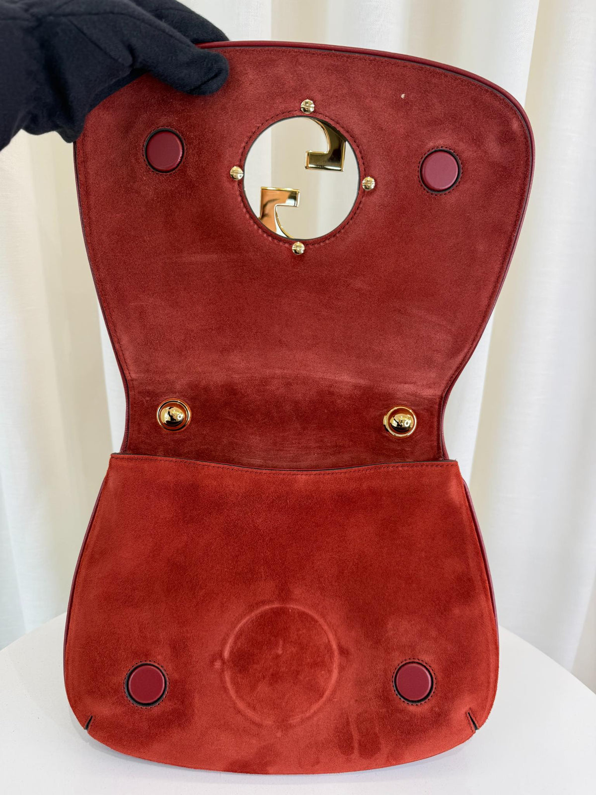 Gucci Red Suede Blondie Flap Crossbody Bag