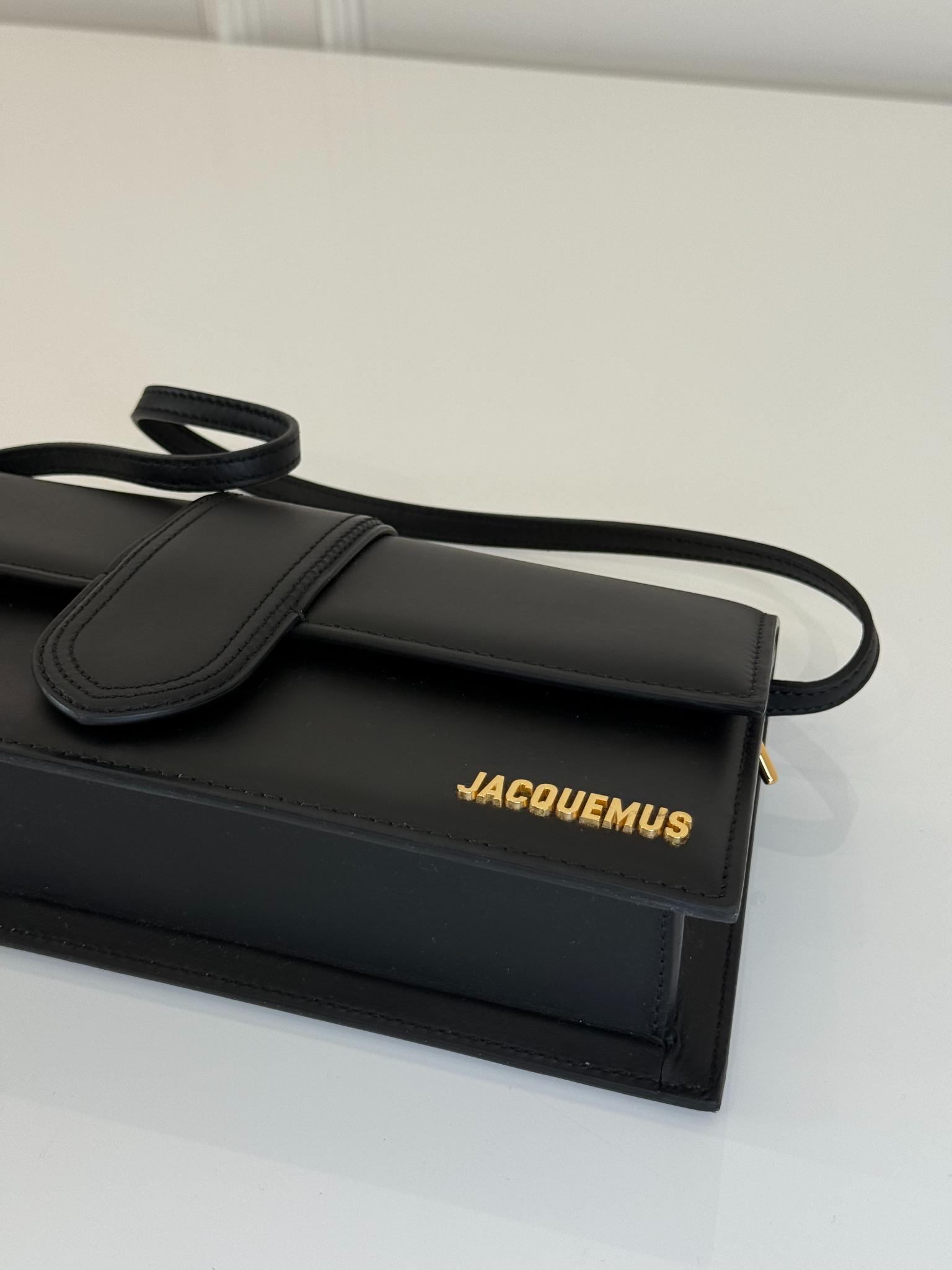 Jacquemus Le Bambino Long Black Leather Shoulder Bag