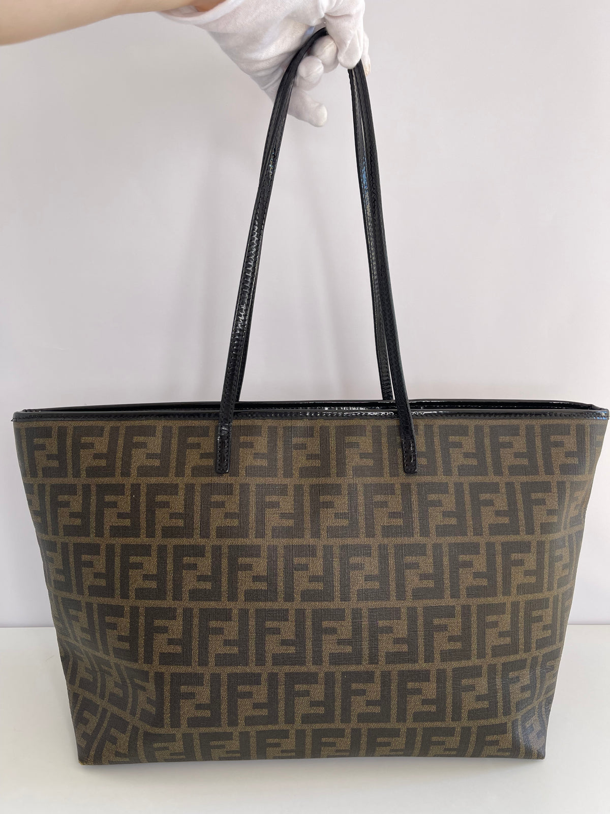 Fendi Rare Zucca Coated Canvas Baguette Print Shopper Tote