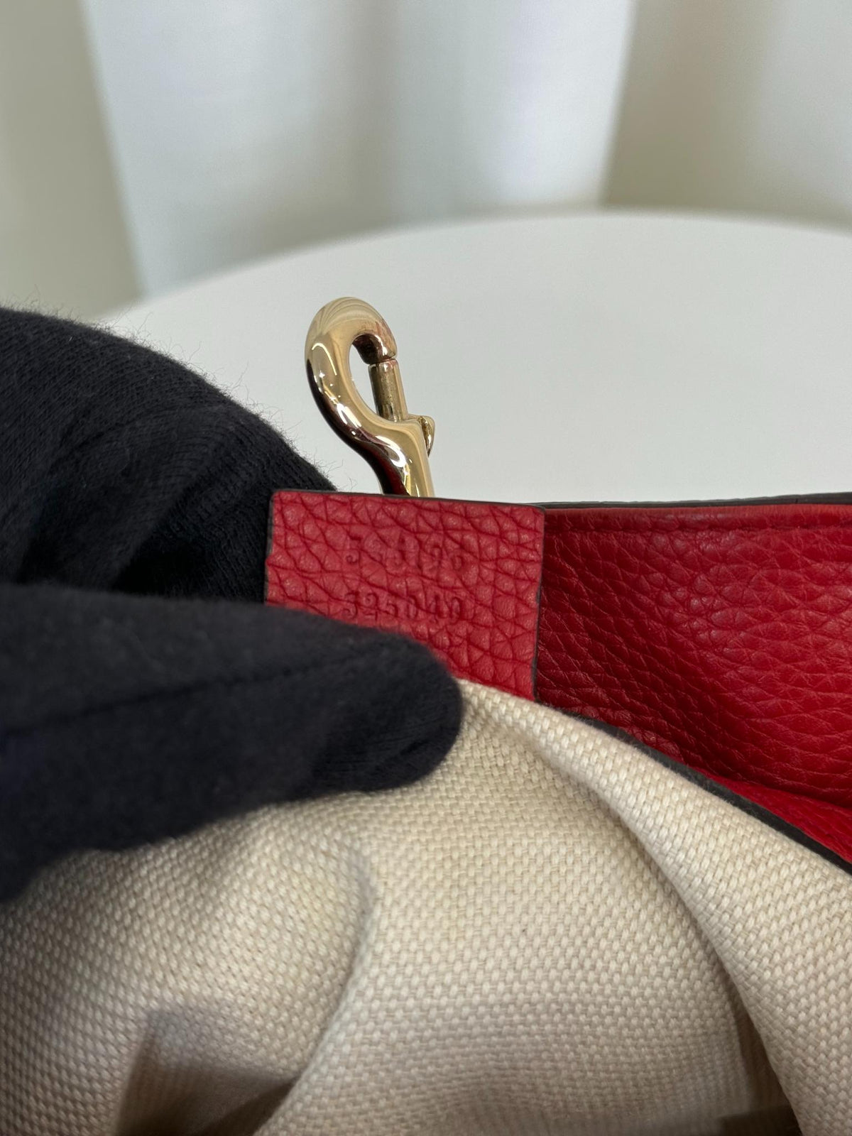 Gucci Red Pebbled Leather Soho Chain Tote Bag