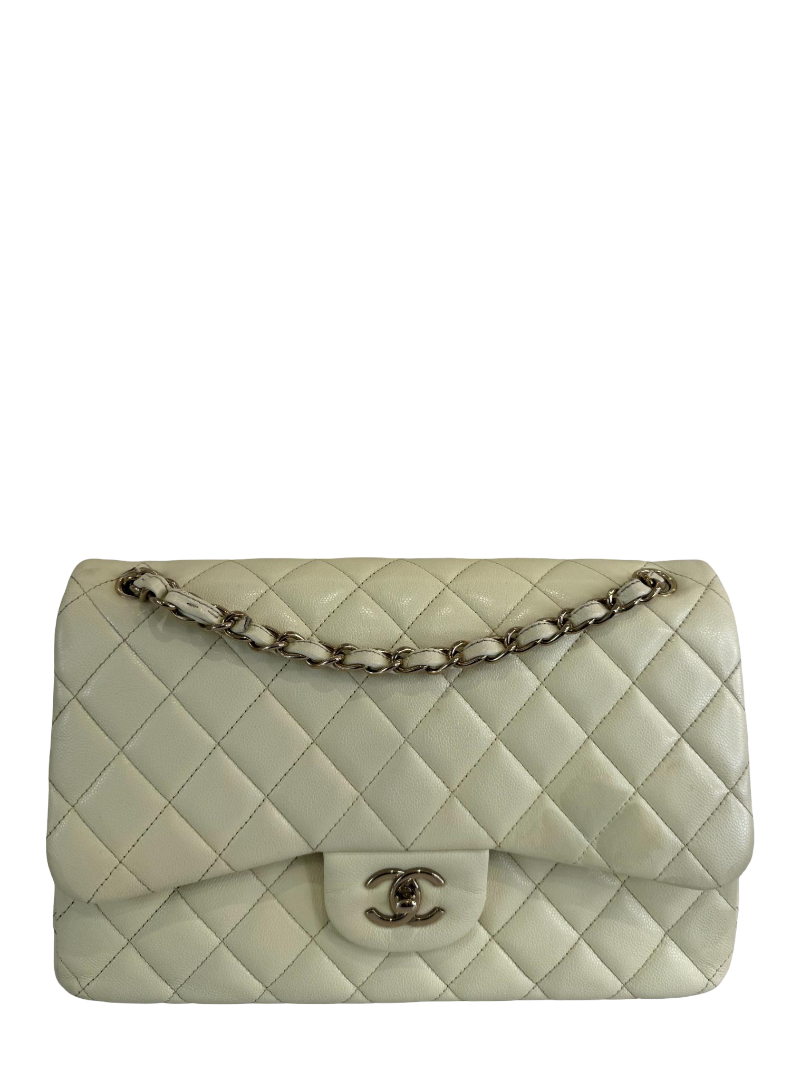 Chanel Classic Jumbo Double Flap Caviar Quilted Light Lemon Yellow