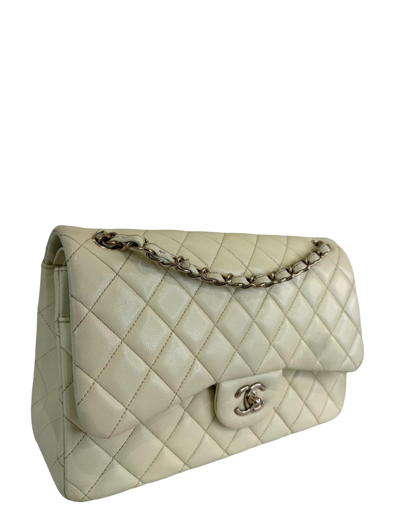 Chanel Classic Jumbo Double Flap Caviar Quilted Light Lemon Yellow