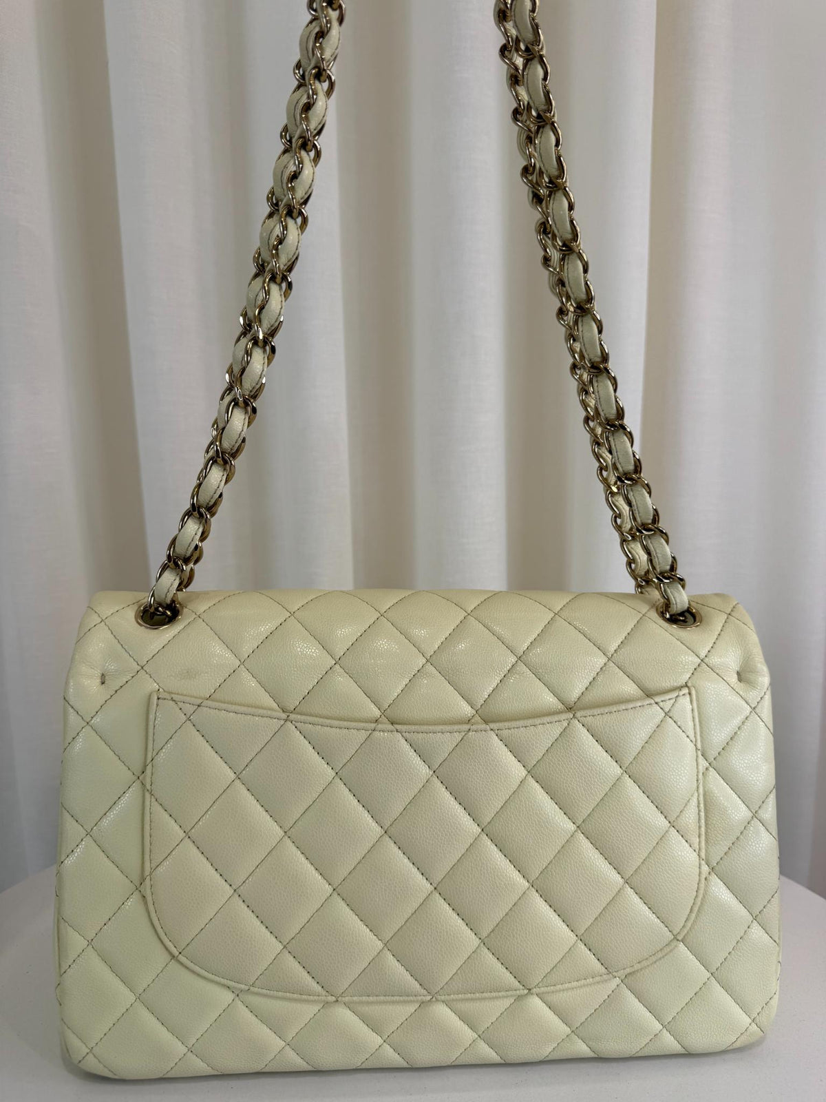 Chanel Classic Jumbo Double Flap Caviar Quilted Light Lemon Yellow