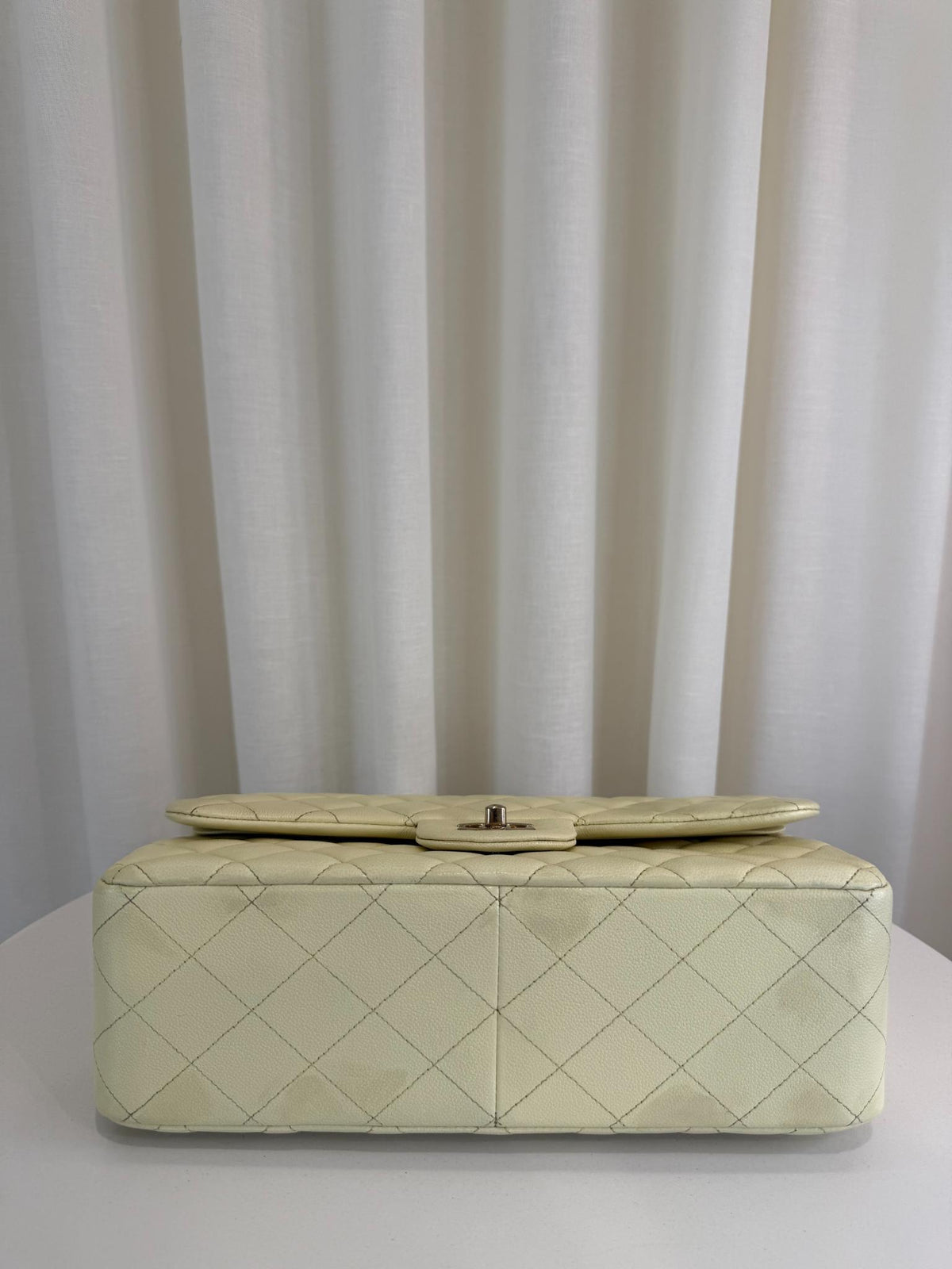 Chanel Classic Jumbo Double Flap Caviar Quilted Light Lemon Yellow