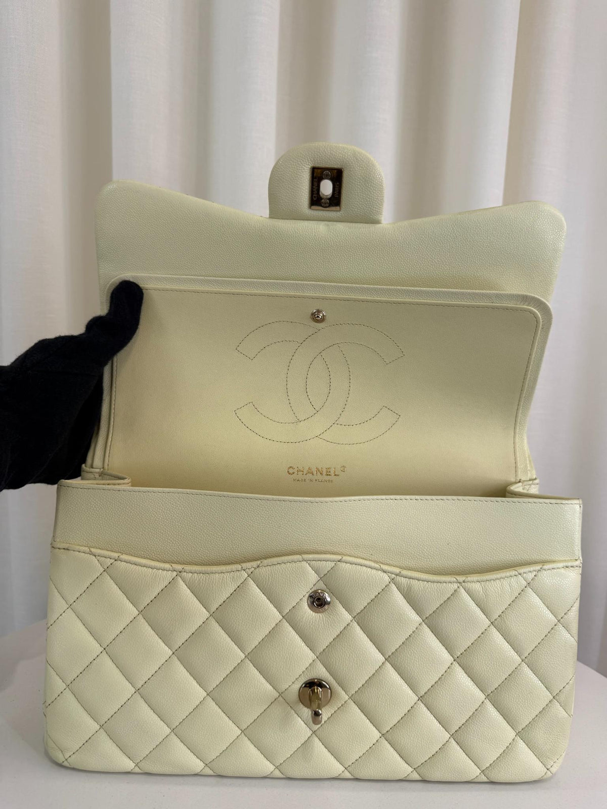 Chanel Classic Jumbo Double Flap Caviar Quilted Light Lemon Yellow