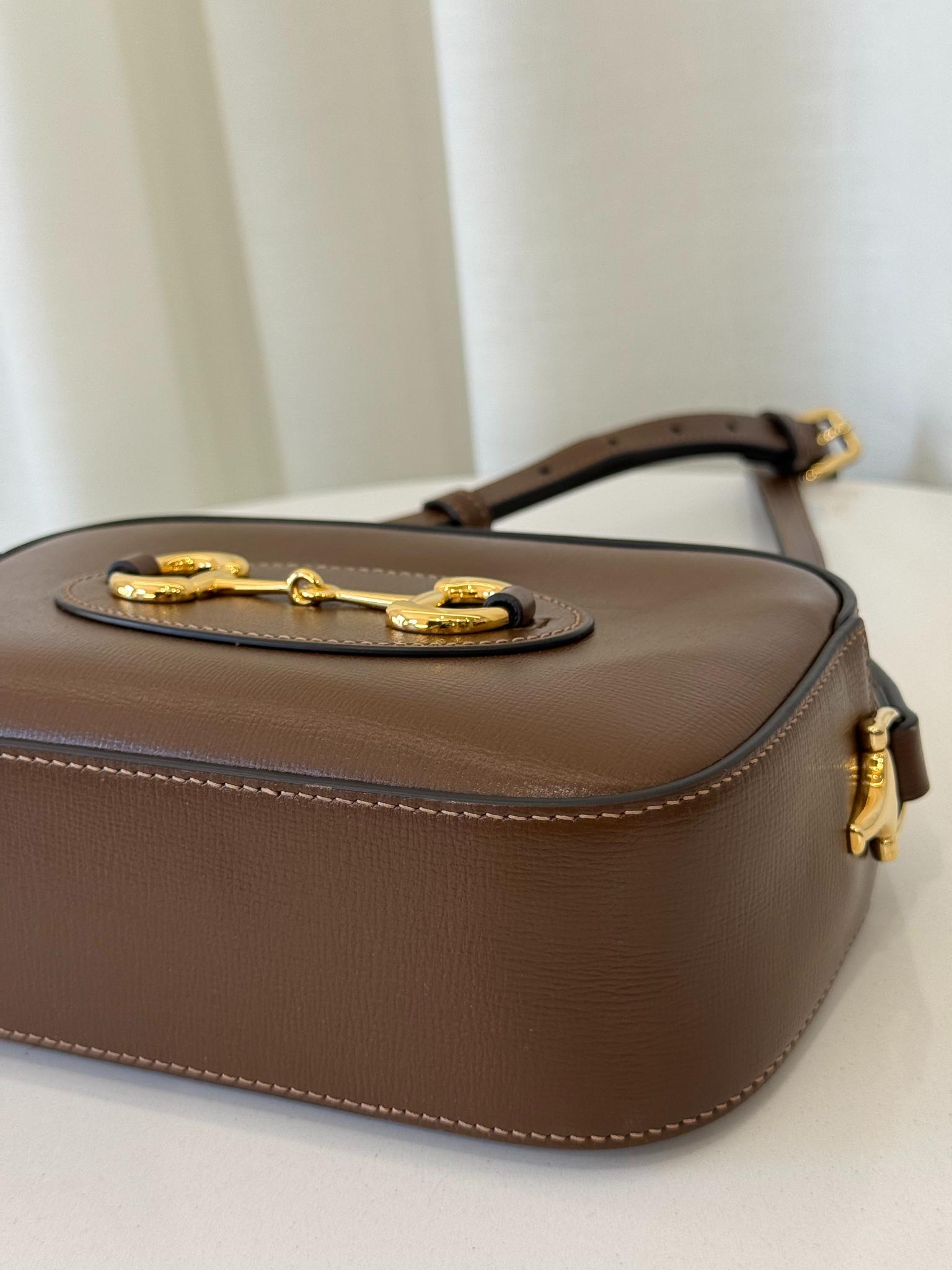 Gucci 1955 Horsebit Small Brown Leather Crossbody Bag