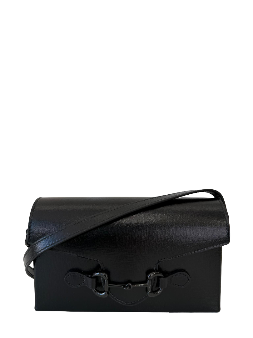 Gucci Azalea Calfskin Black Monochrome Mini Horsebit 1955 Crossbody Bag