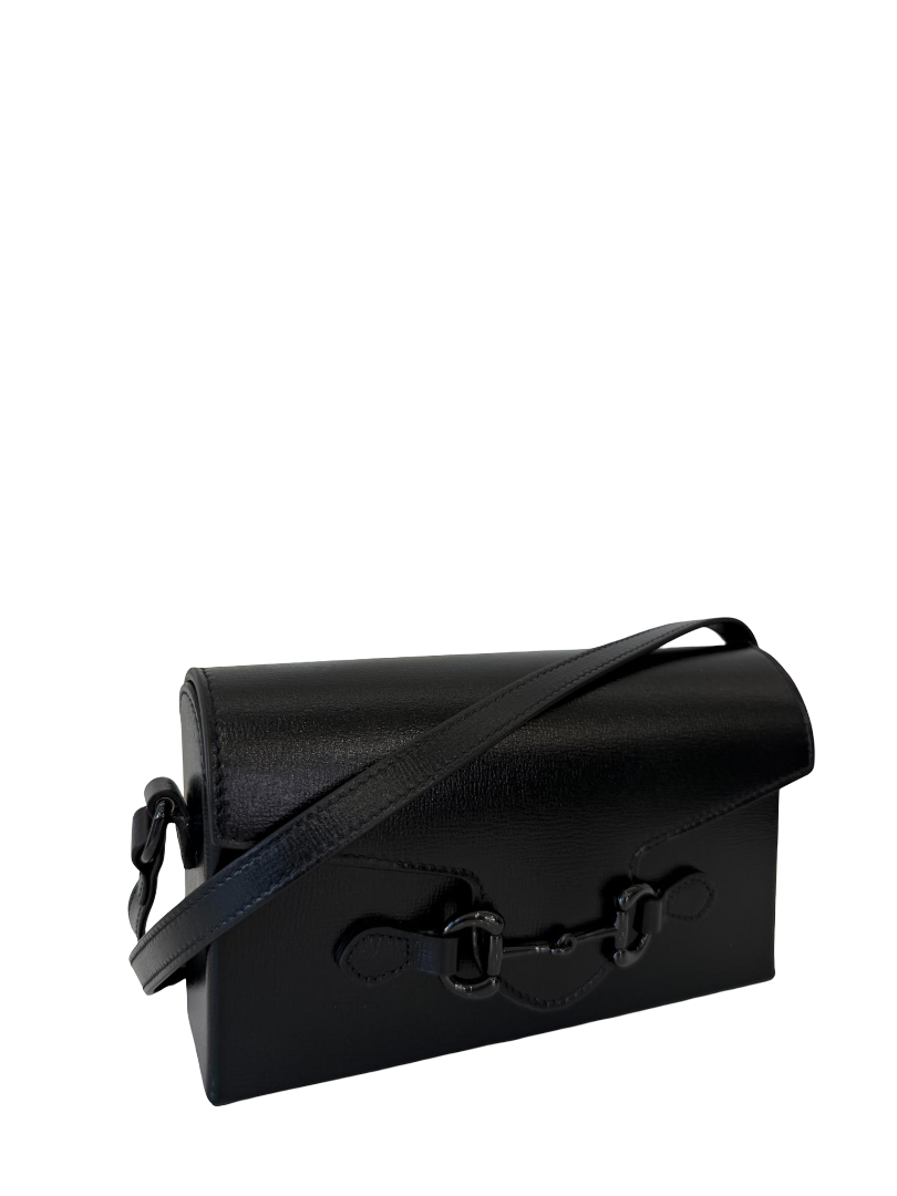 Gucci Azalea Calfskin Black Monochrome Mini Horsebit 1955 Crossbody Bag