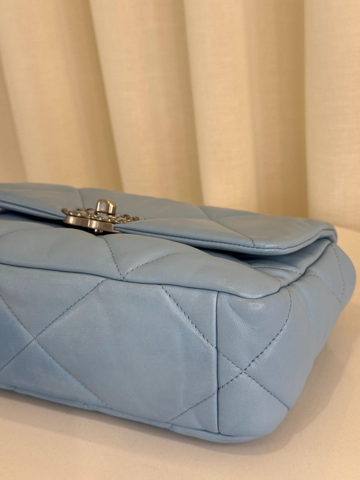 Chanel 19 Lambskin Quilted Medium Flap Bag Light Blue