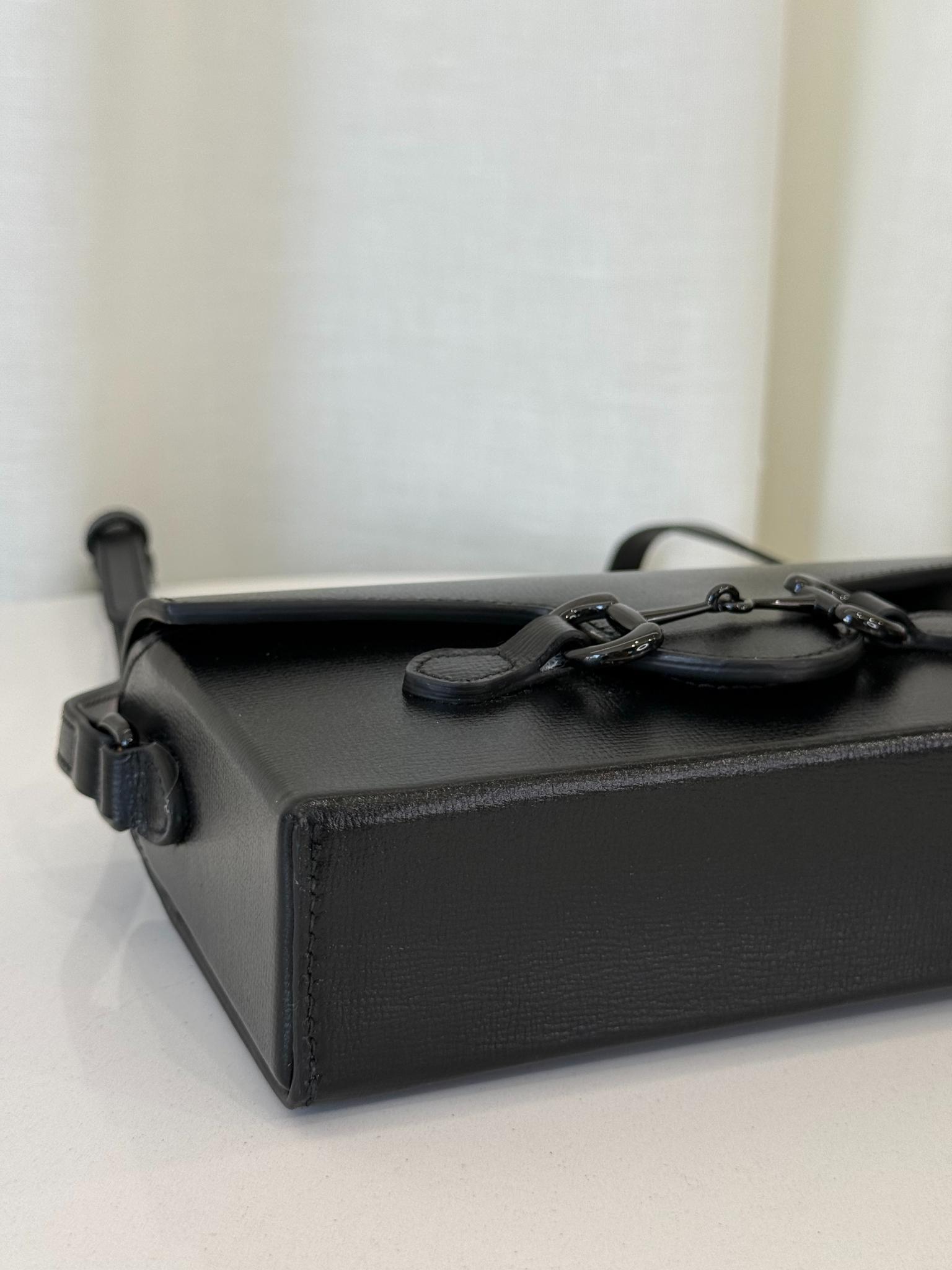 Gucci Azalea Calfskin Black Monochrome Mini Horsebit 1955 Crossbody Bag