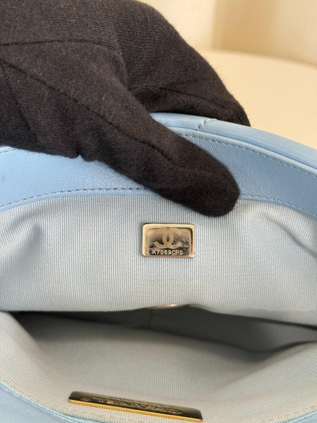 Chanel 19 Lambskin Quilted Medium Flap Bag Light Blue