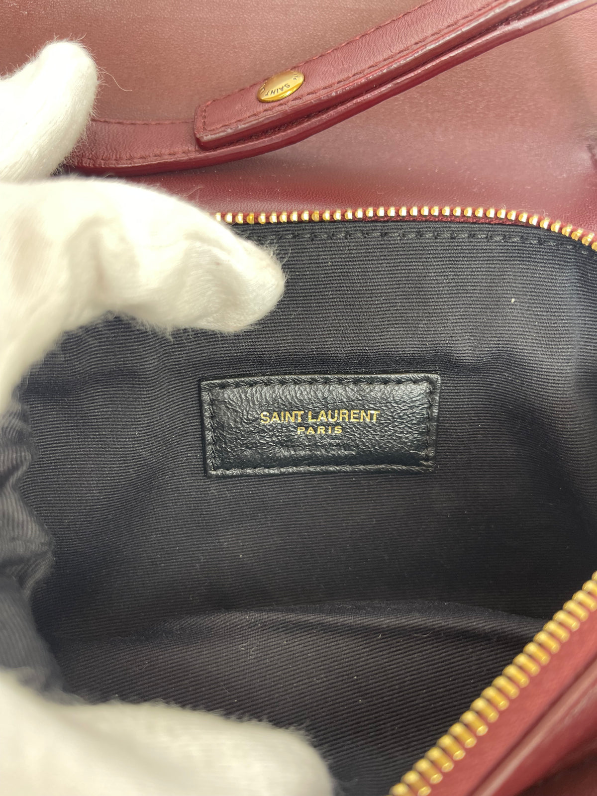 Saint Laurent Lambskin Burgundy Diamond Quilted Angie Chain Bag