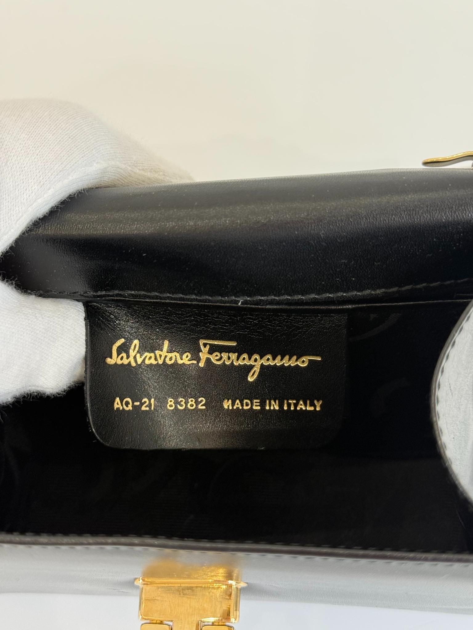 Salvatore Ferragamo Vintage Gancini Black Leather Chain Crossbody Bag