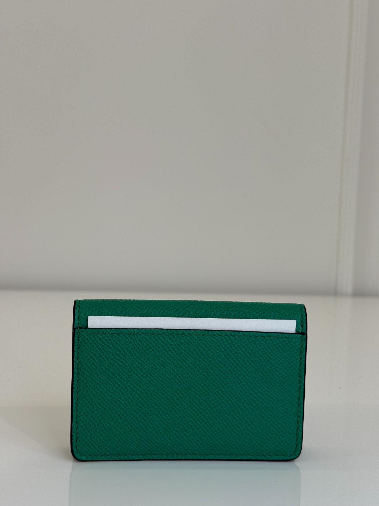 Salvatore Green Gancini Compact Card Holder