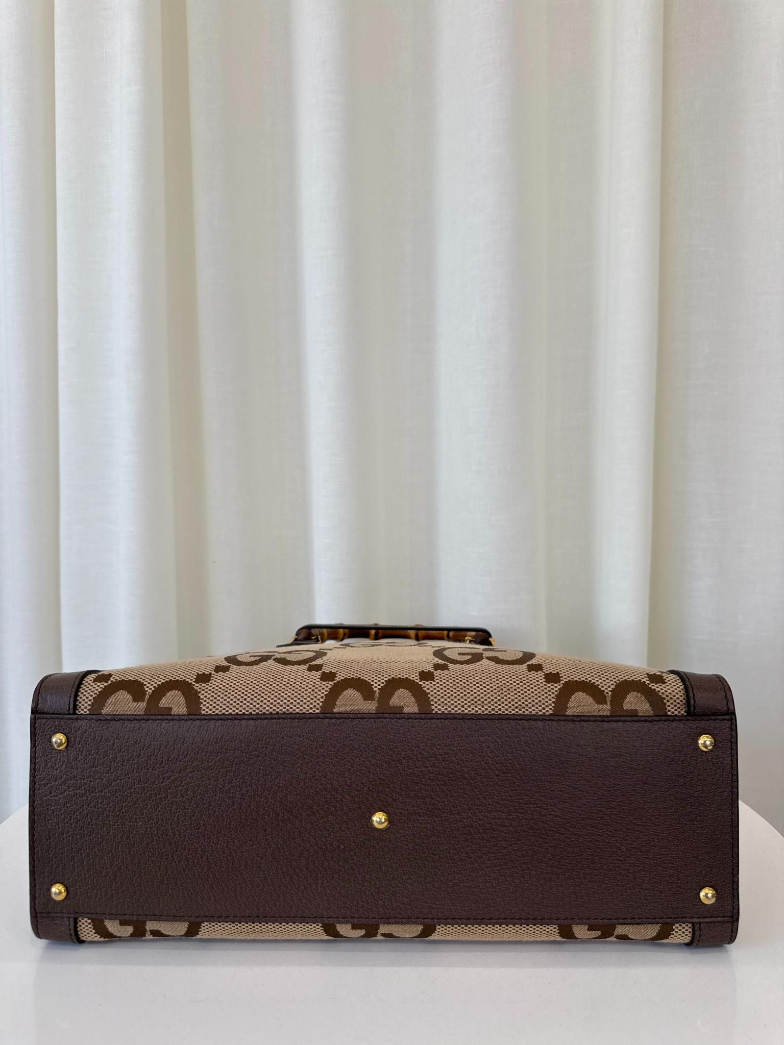 Gucci Beige/Ebony GG Jumbo Canvas/Leather Large Diana Tote Bag