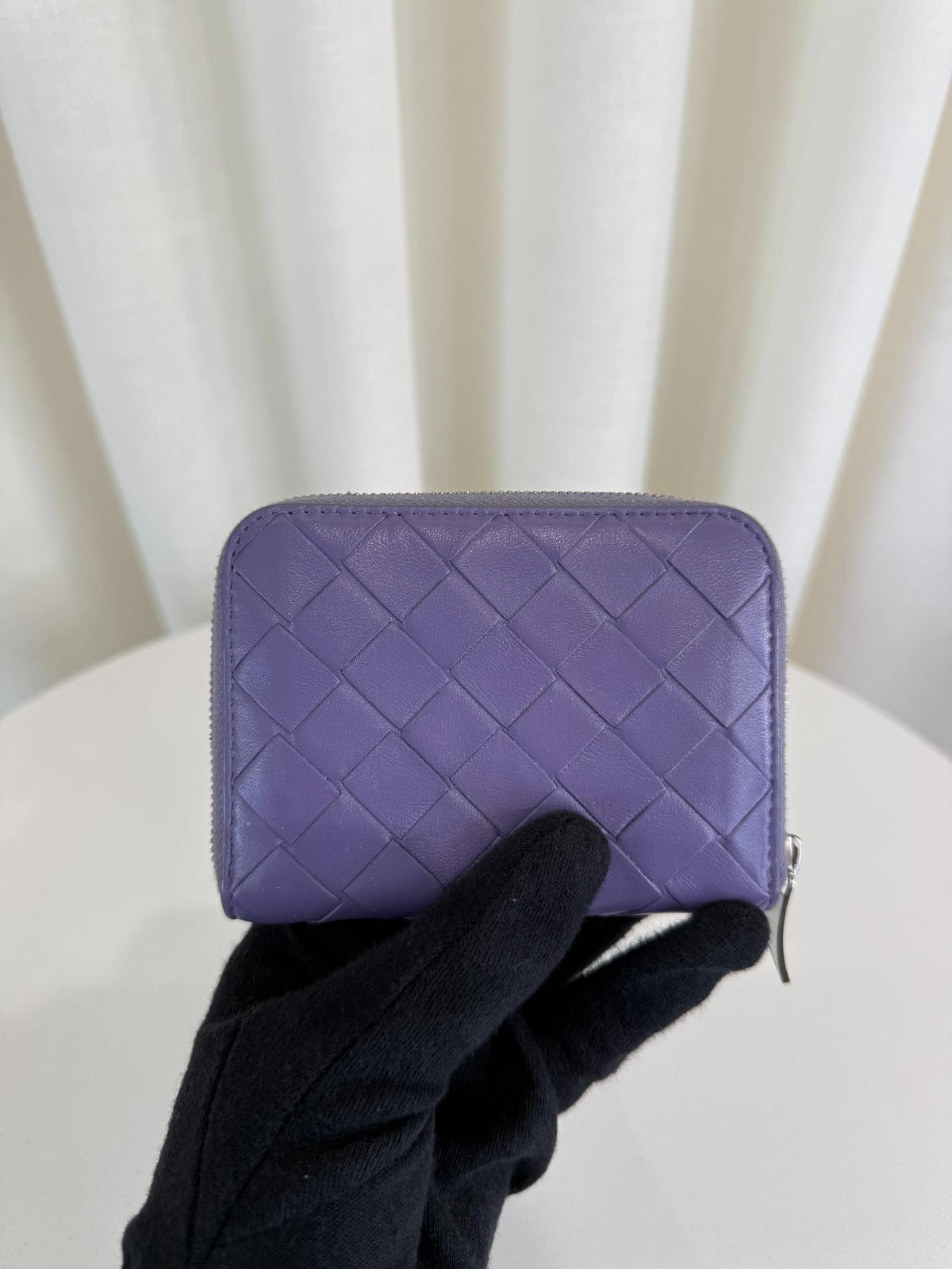 Bottega Veneta Intrecciato Zip-Around Coin Purse Lavender
