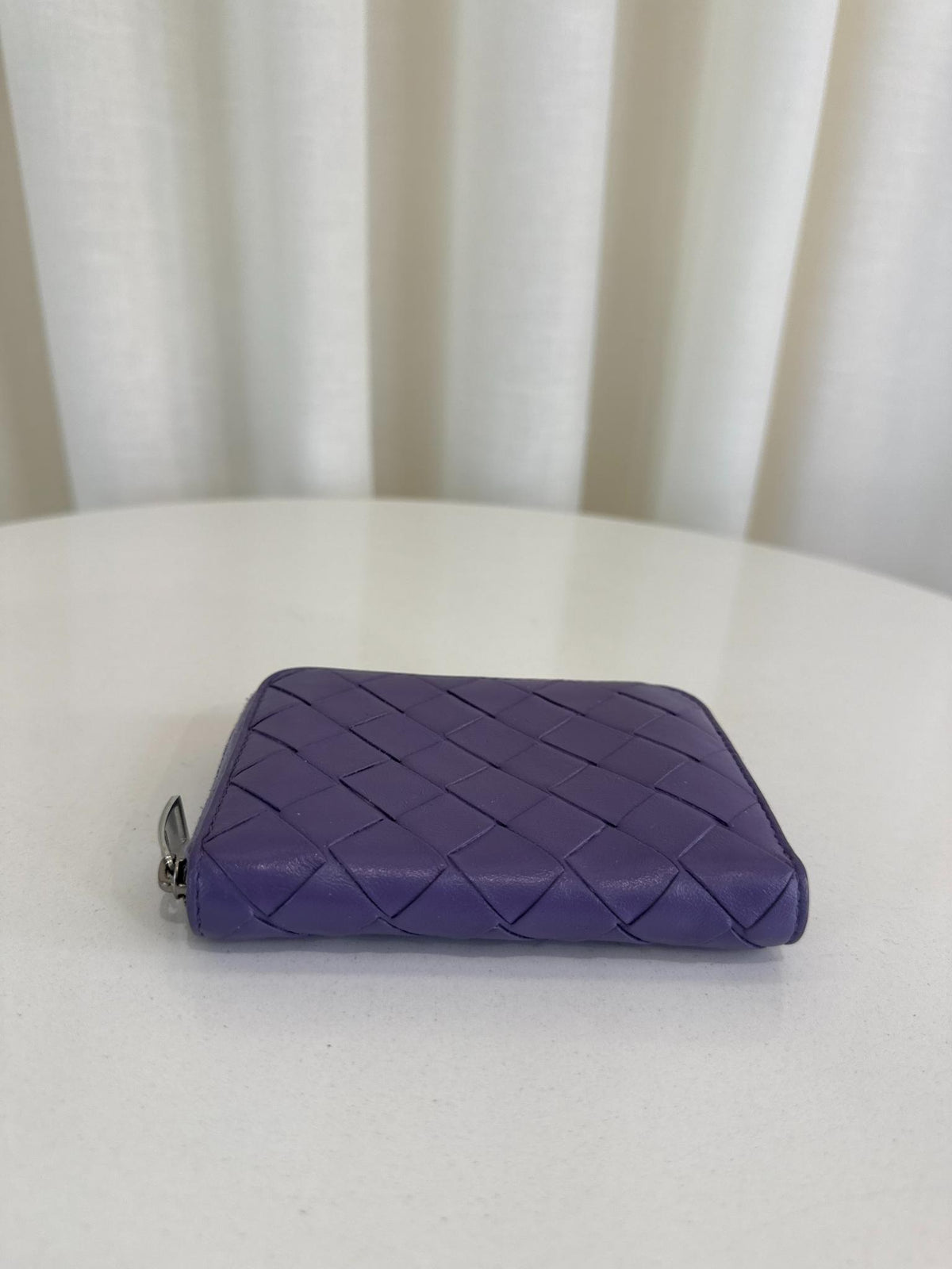 Bottega Veneta Intrecciato Zip-Around Coin Purse Lavender