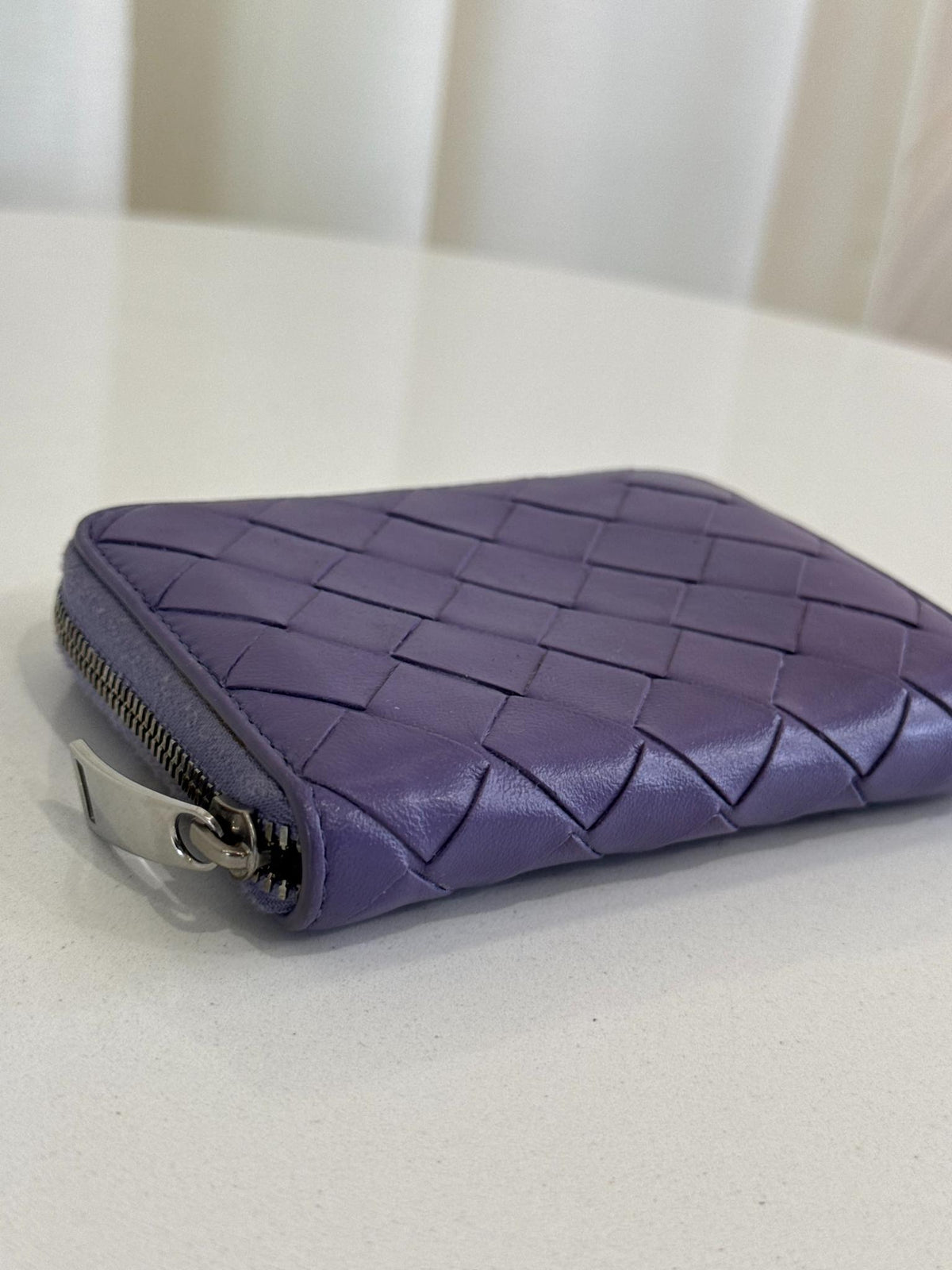Bottega Veneta Intrecciato Zip-Around Coin Purse Lavender
