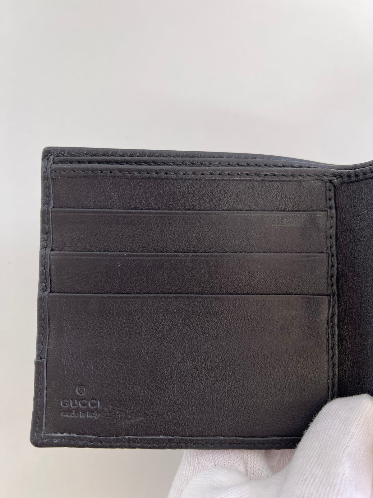 Gucci Microguccissima Trim Bi-Fold Wallet Black